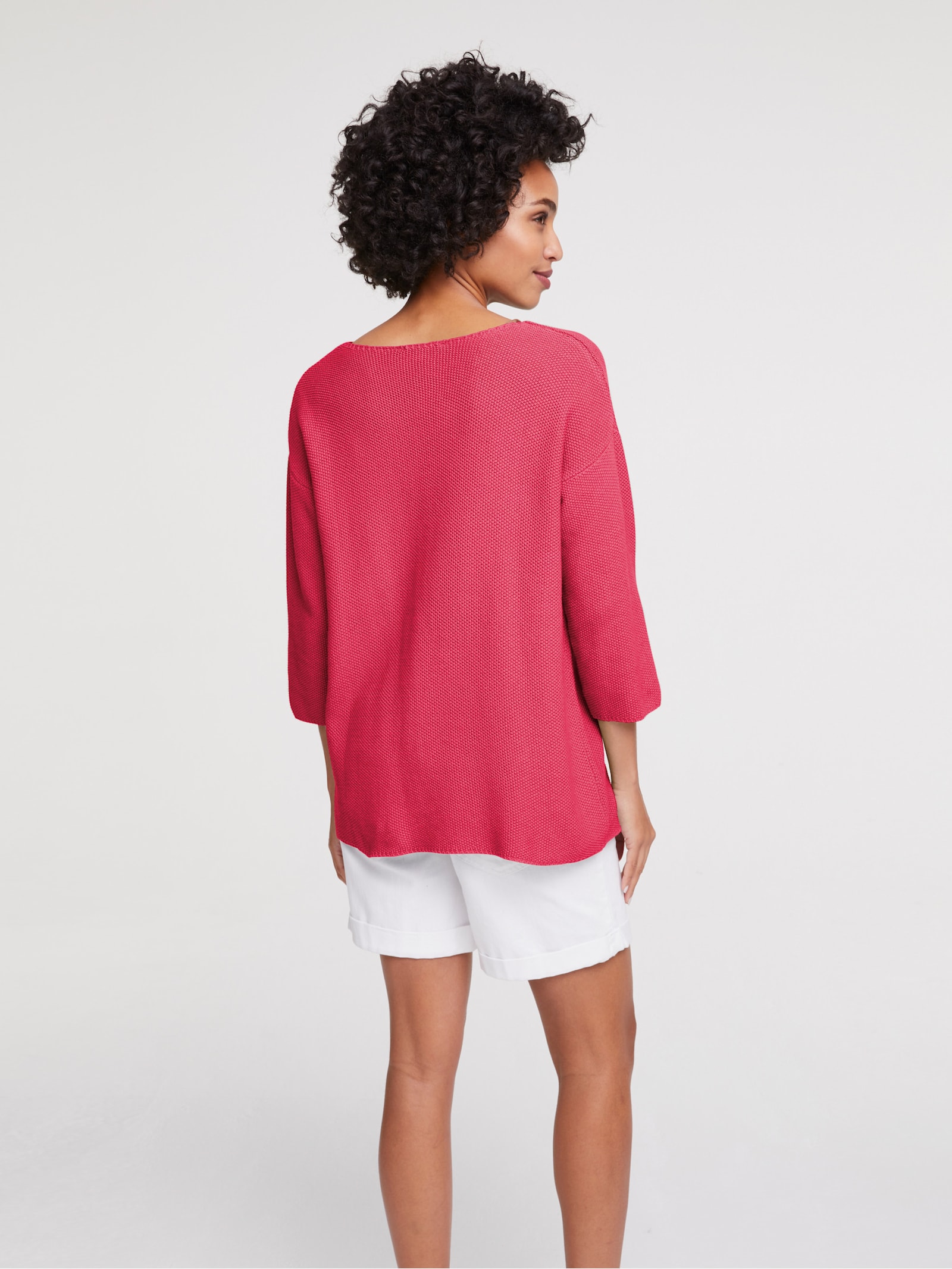 heine Gebreide pullover met effecttricot - framboos
