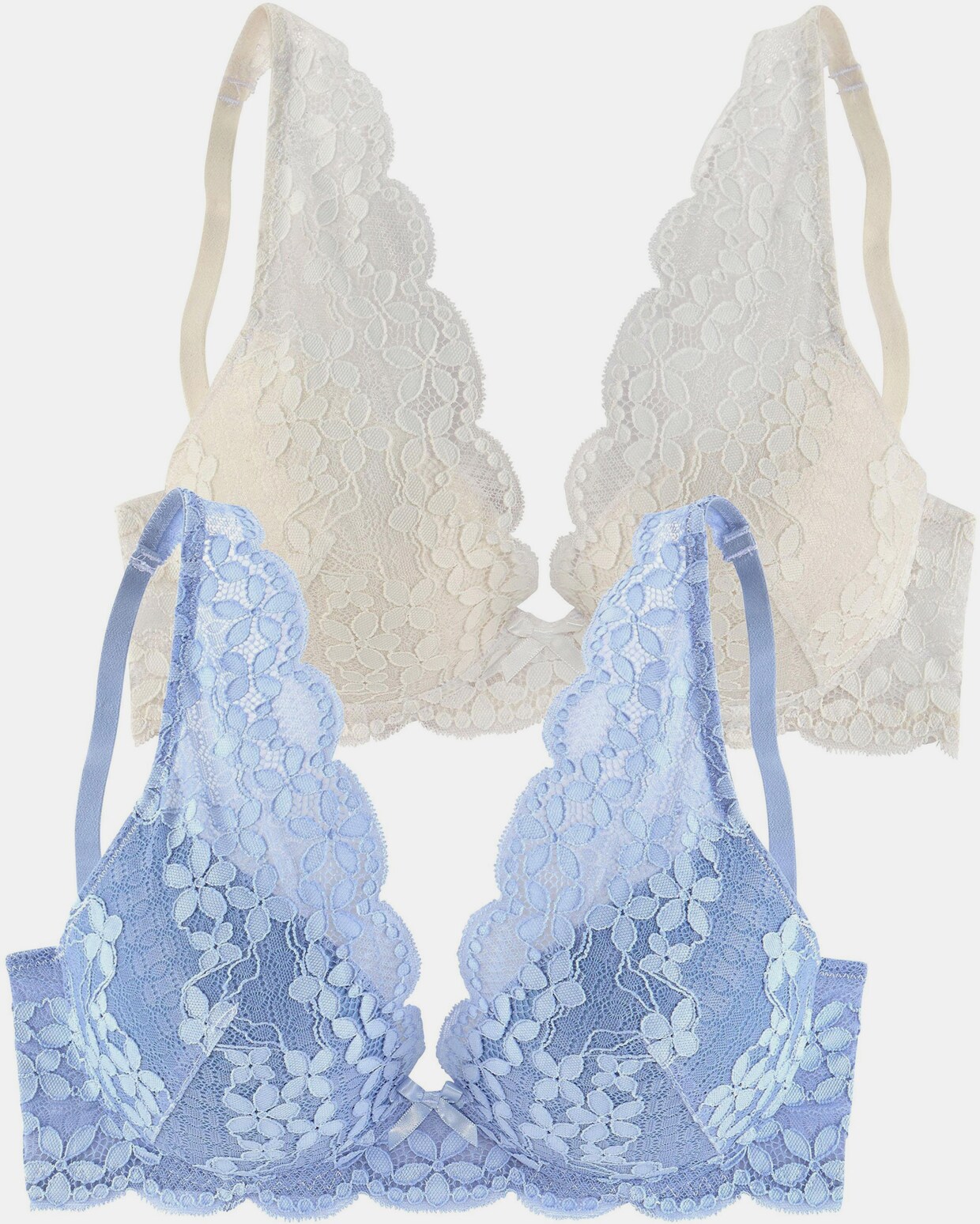 petite fleur Push-up-BH - himmelblau+creme
