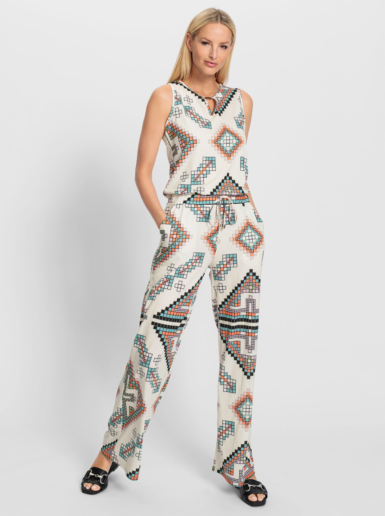 heine Jumpsuit - champagner-salbei-bedruckt