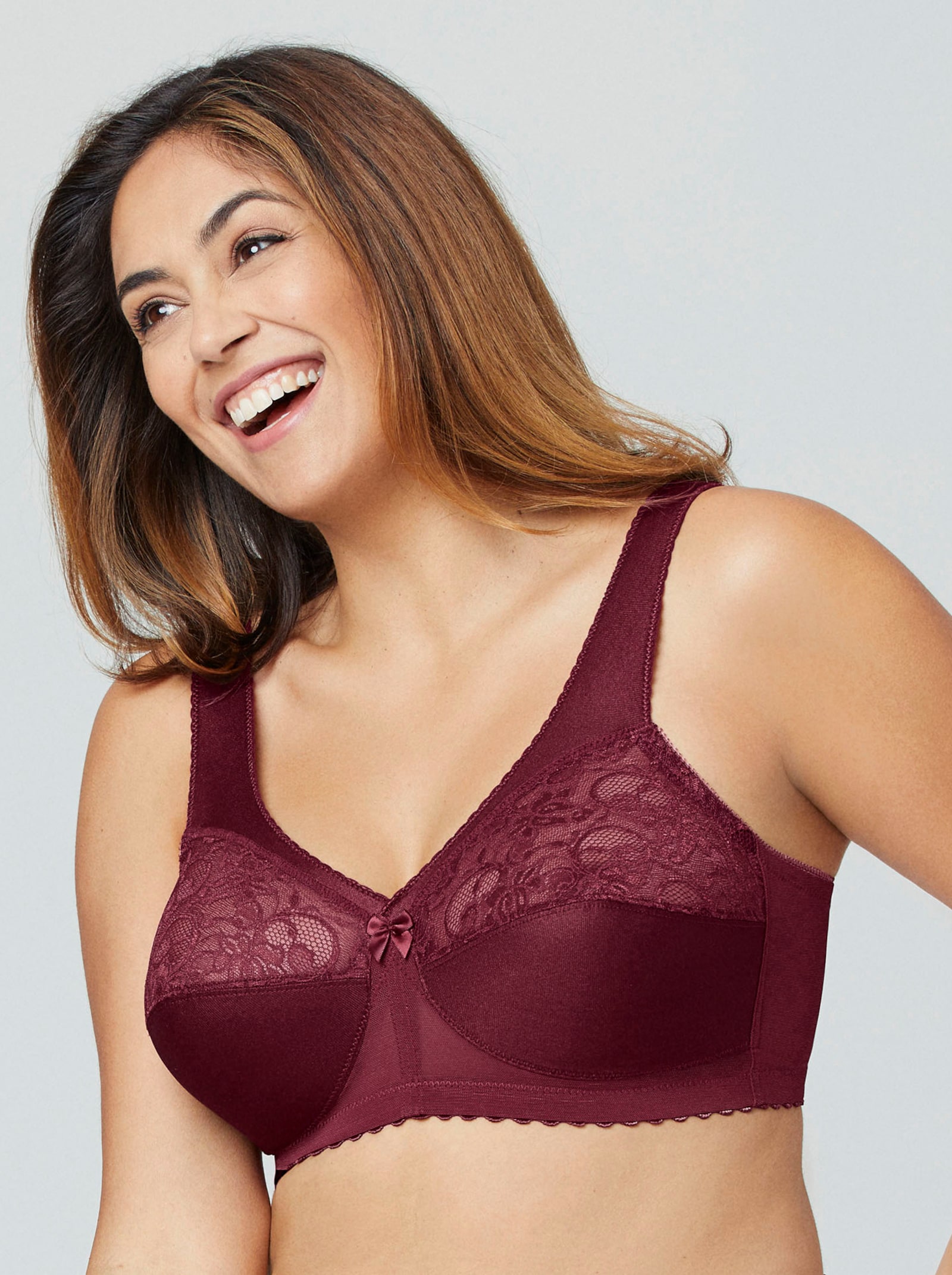 Glamorise Entlastungs-BH ohne Bügel mit Stütze - bordeaux