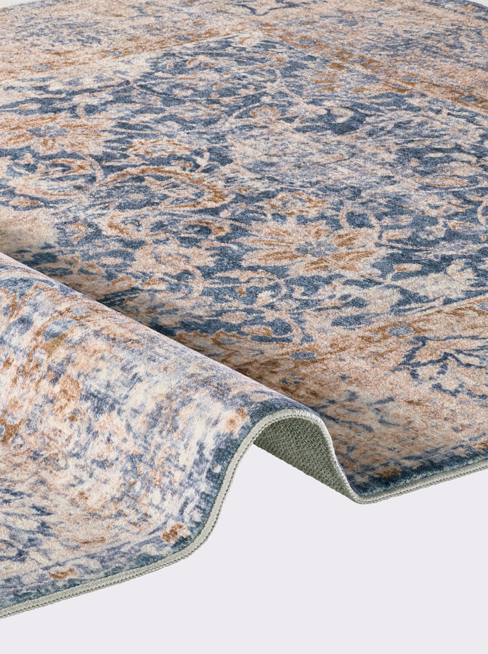 wash+dry by Kleen-Tex Teppich - ecru-mittelblau-bedruckt