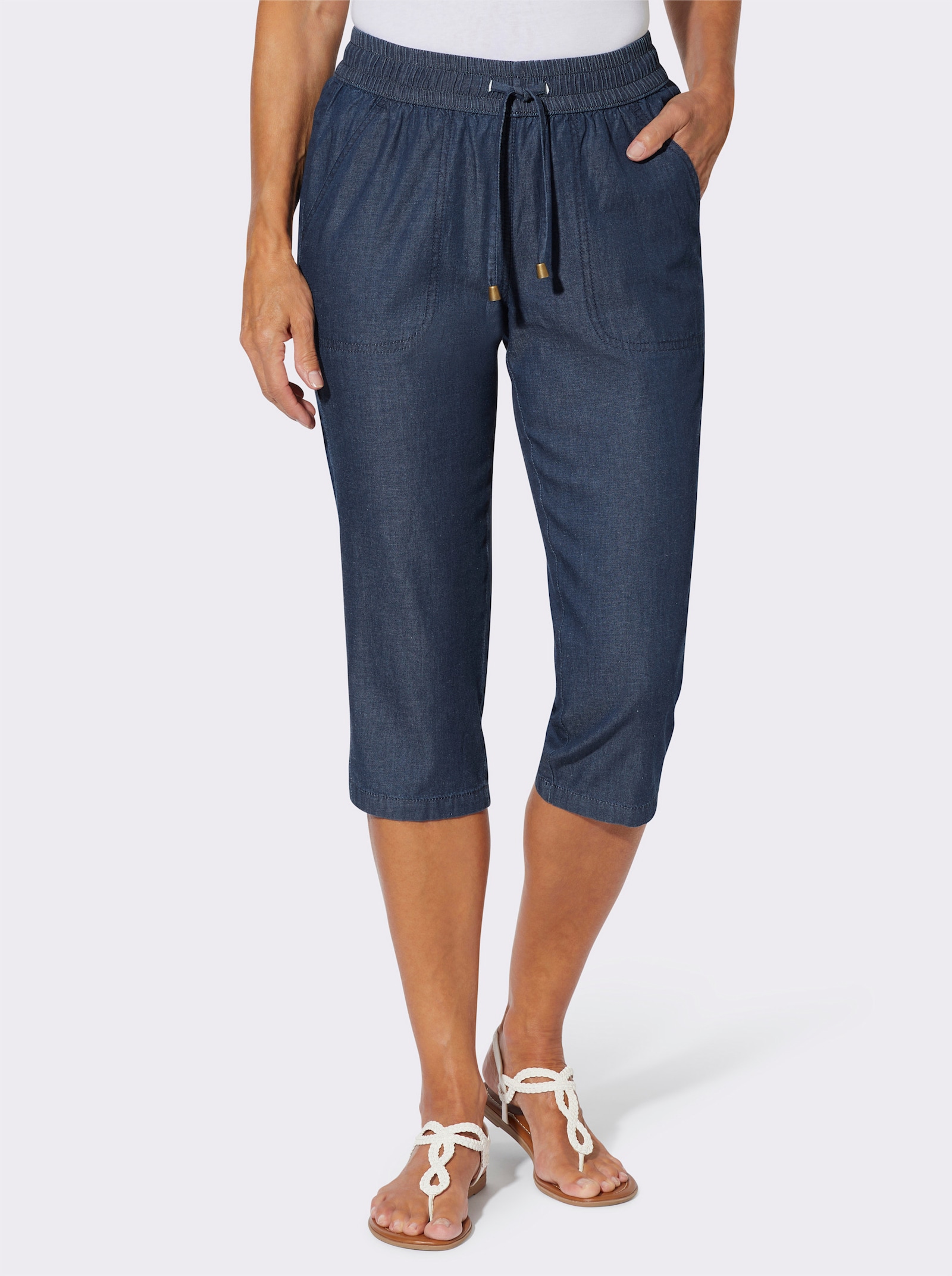 Caprijeans mit Rundum-Dehnbund - blue-stone-washed