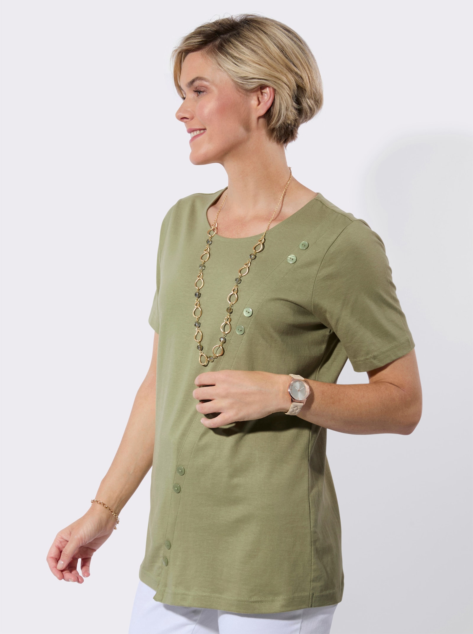 Longshirt asymmetrischer Schnitt - schilf