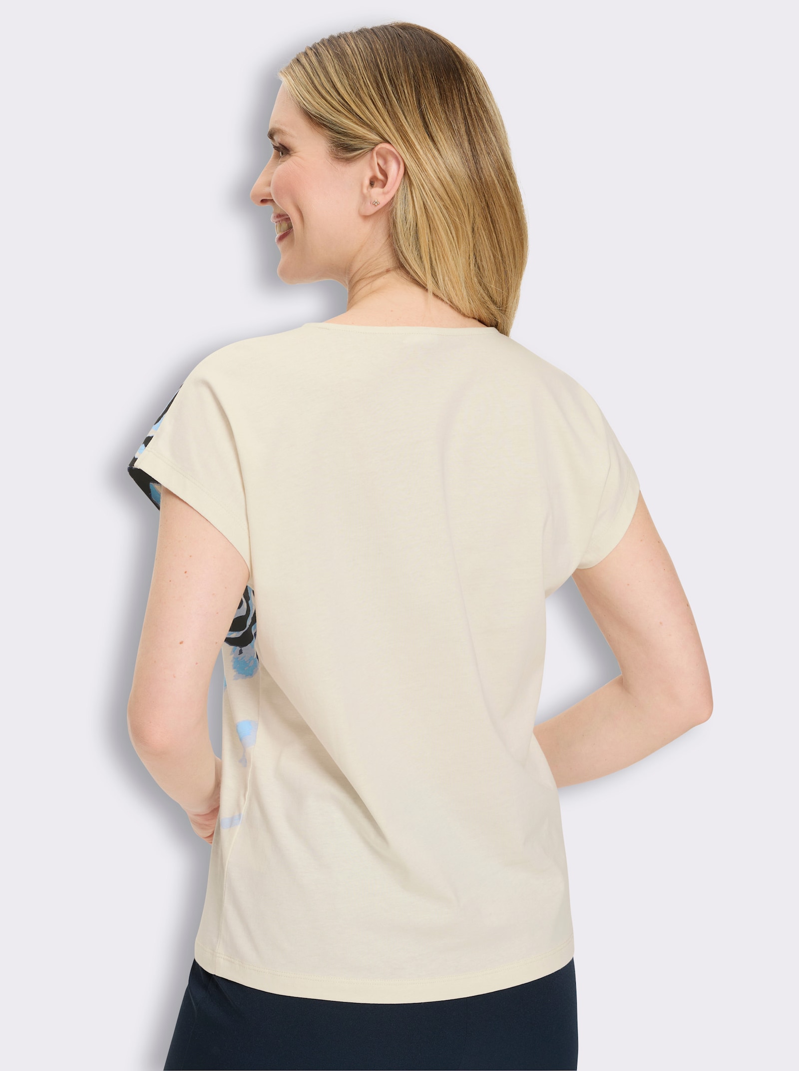 Rundhalsshirt mit Animal-Print - champagner-eisblau-bedruckt