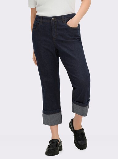 sheego 7/8-Jeans mit breitem Saumaufschlag - dark blue