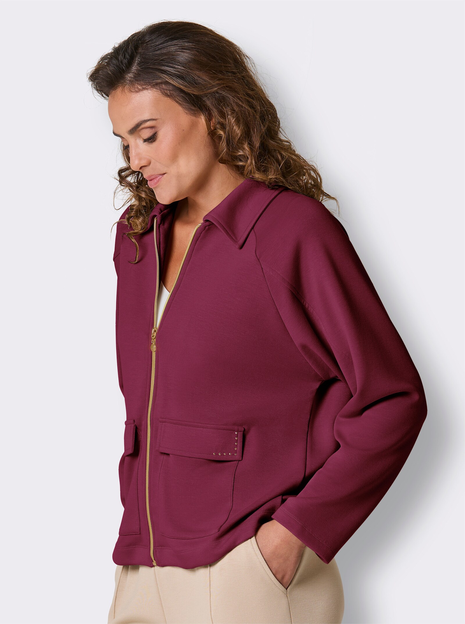 CREATION L PREMIUM Jacke mit Modal - bordeaux