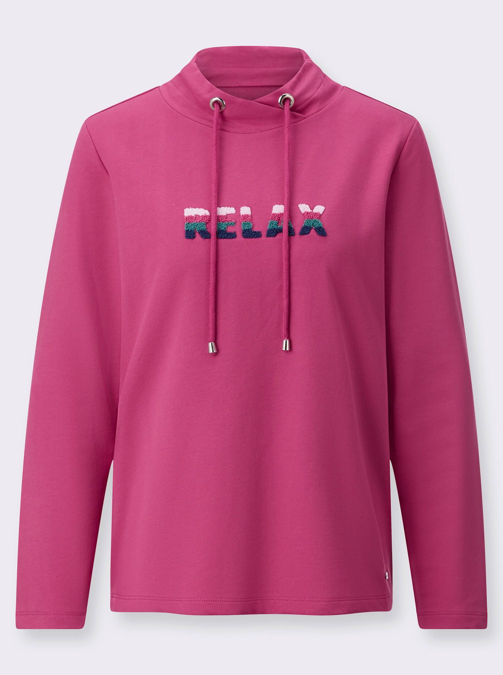 Sweatshirt mit Schriftzug im Vorderteil - fuchsia