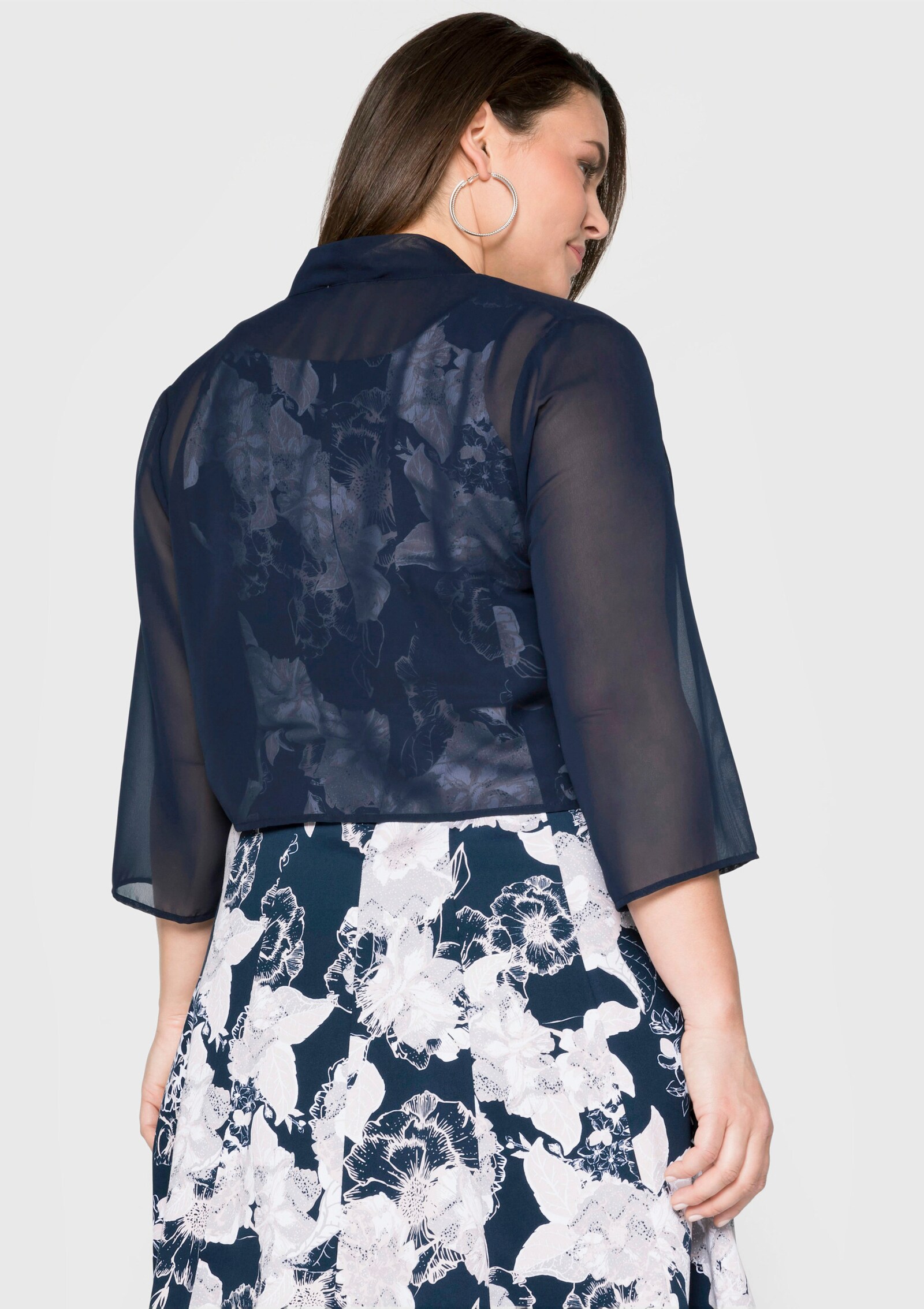 sheego Bolerojacke aus Chiffon, im Zipfelschnitt - marine