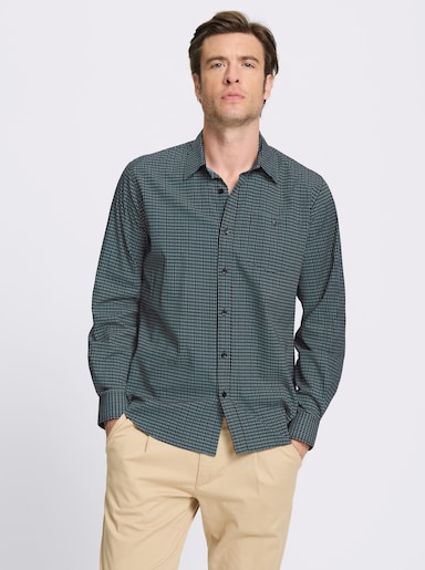 Marco Donati Langarmhemd aus Baumwoll-Popeline, bedruckt - schwarz-gemustert