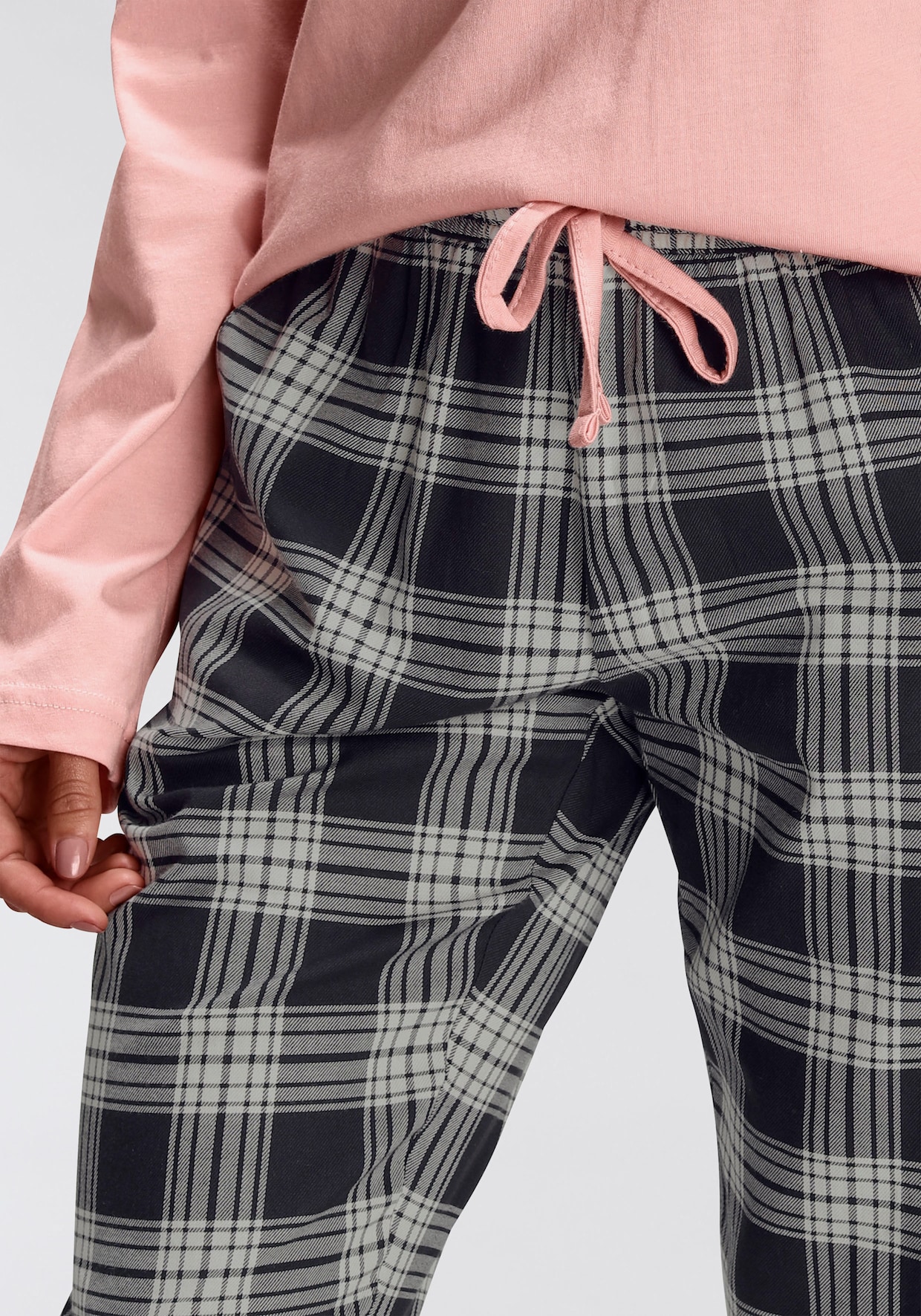 H.I.S Pyjama - dunkelrosa/schwarz-grau-kariert