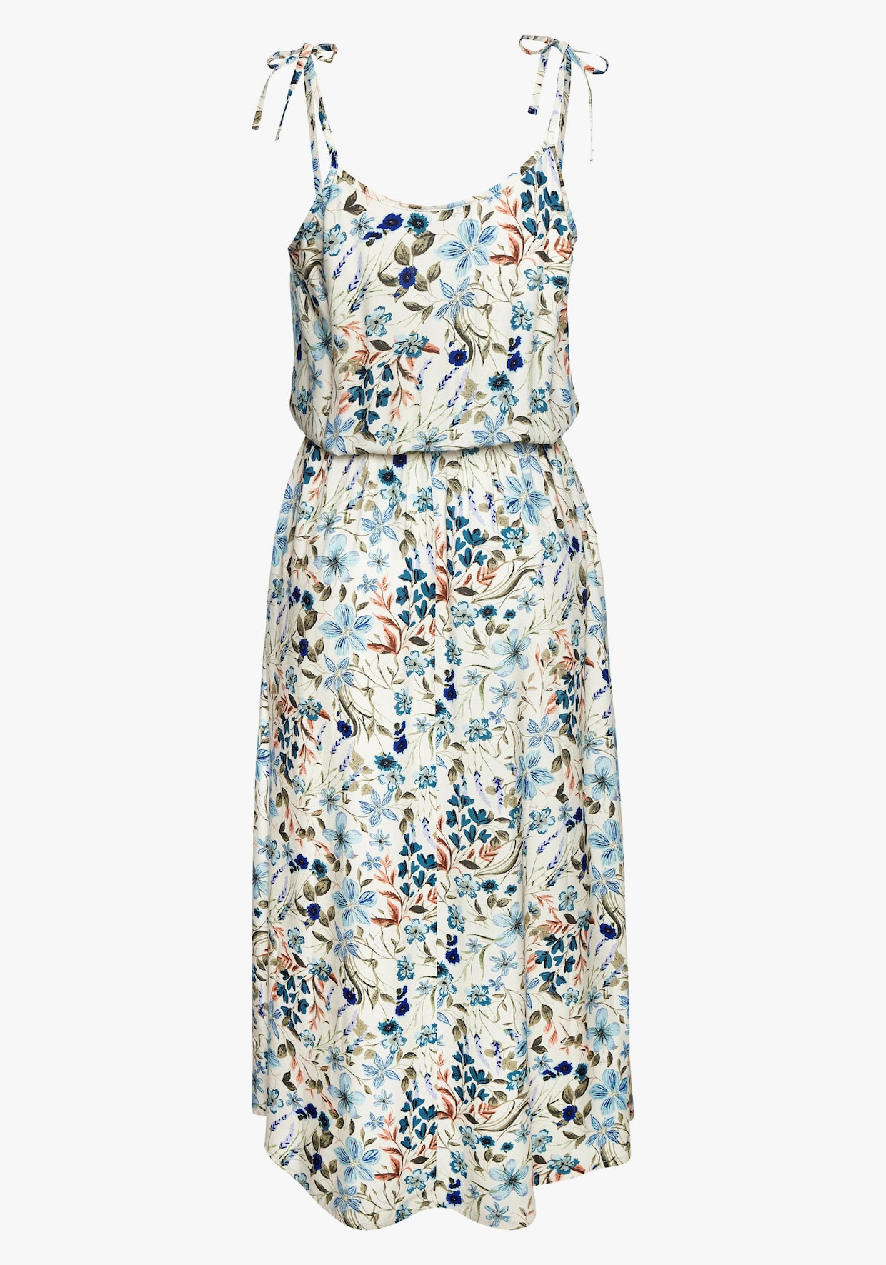 Buffalo Midikleid - creme-blau bedruckt