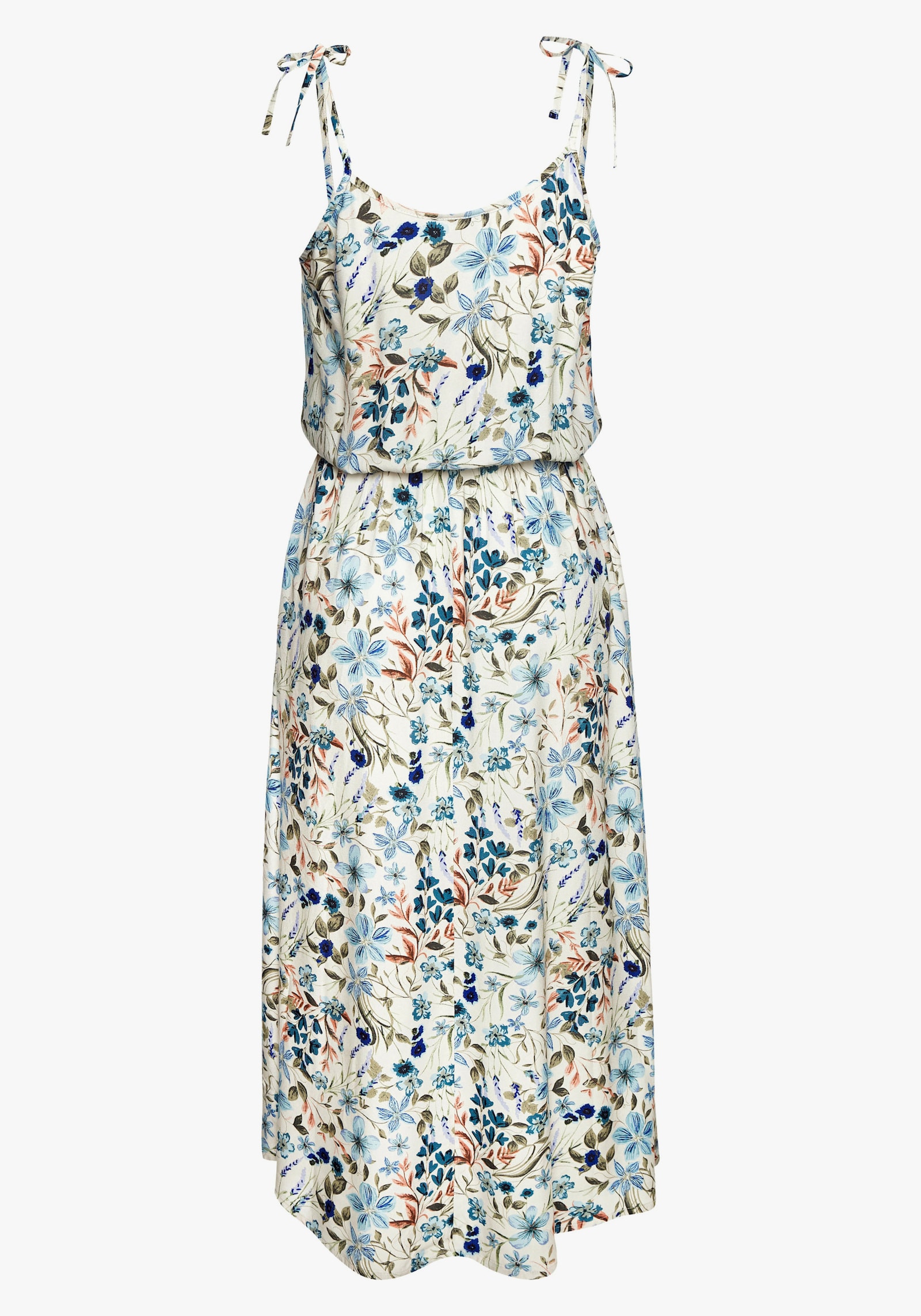 Buffalo Midikleid - creme-blau bedruckt