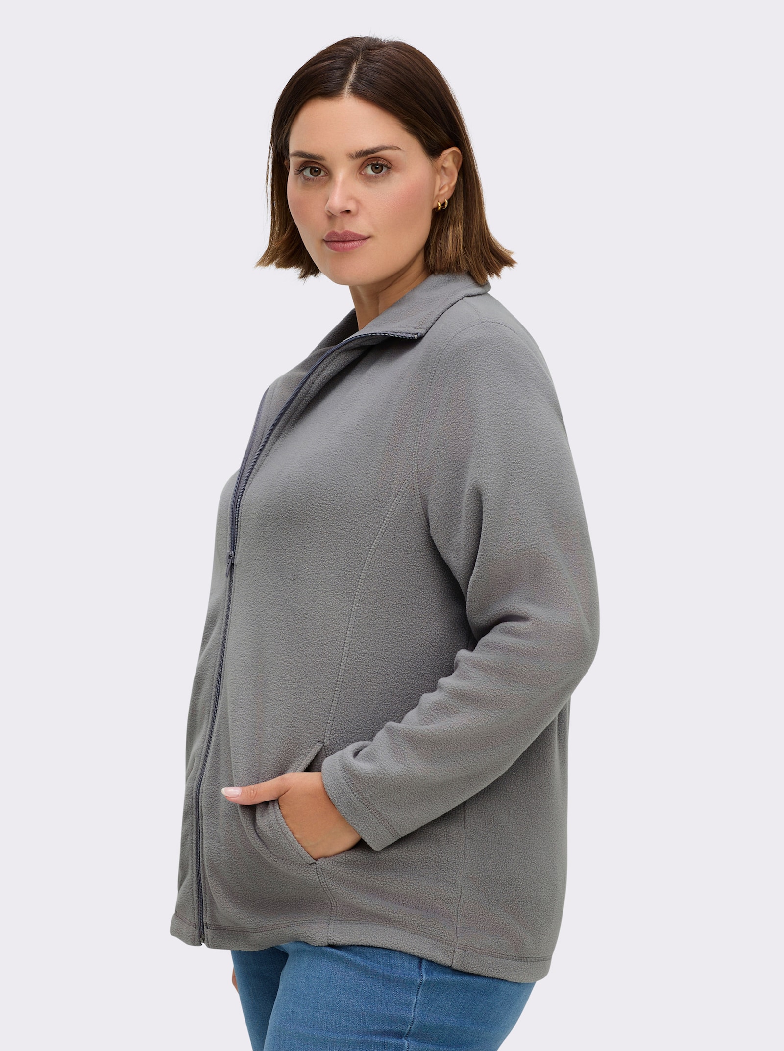 Fleecejacke mit zwei Taschen - grau