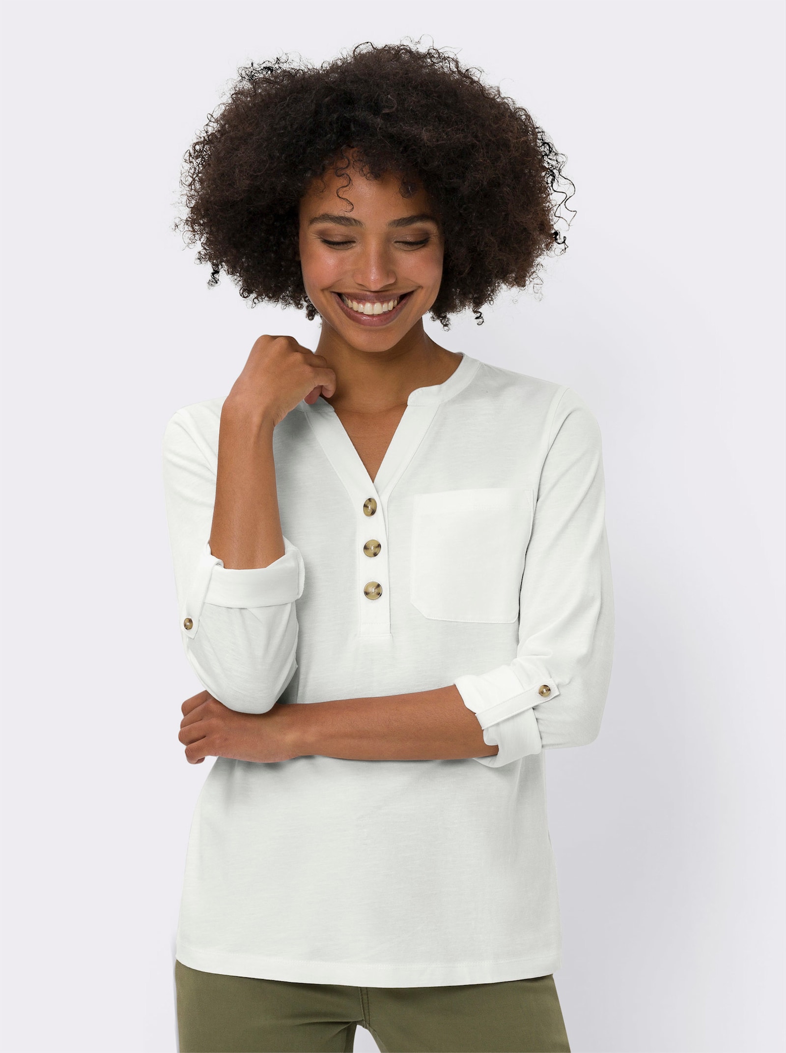 heine Langarmshirt in gerader Form - ecru