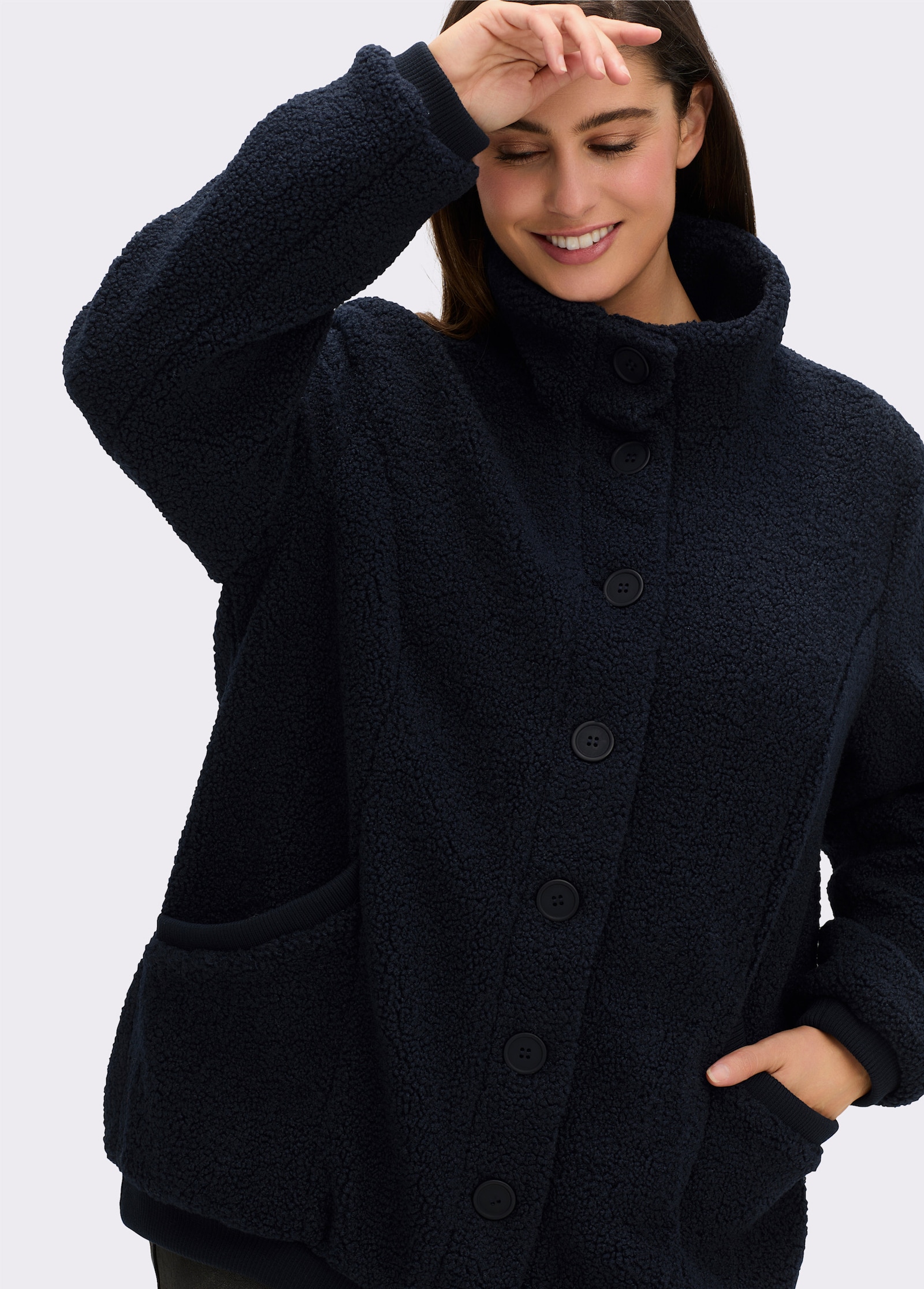 sheego Blouson aus Teddyfleece - tiefblau