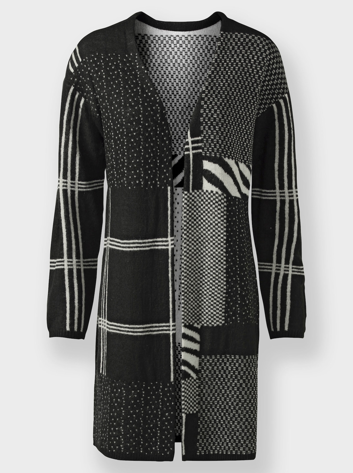 heine Jacquardvest - zwart/ecru gedessineerd