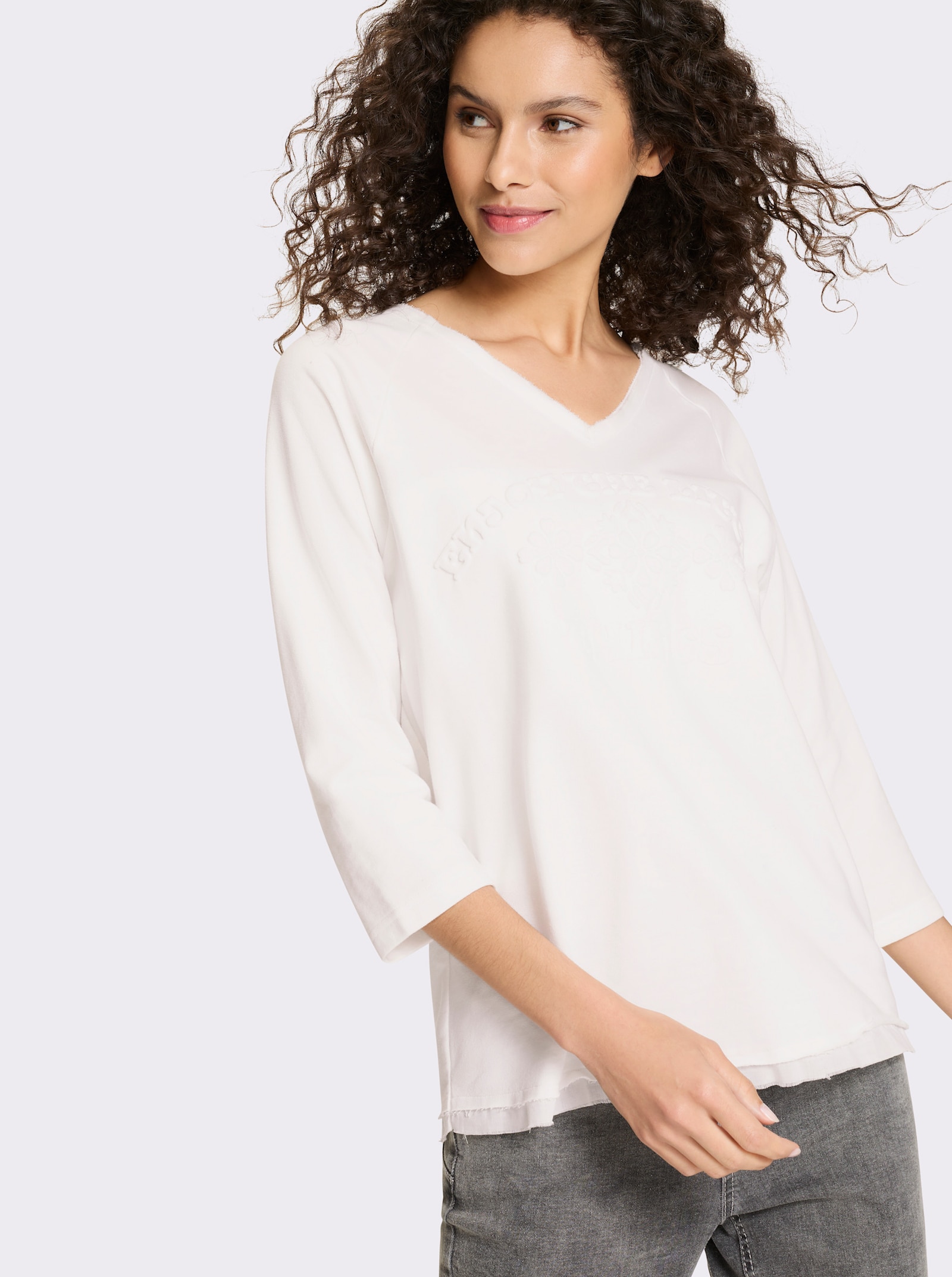 heine Sweatshirt mit 3D-Prägung - ecru