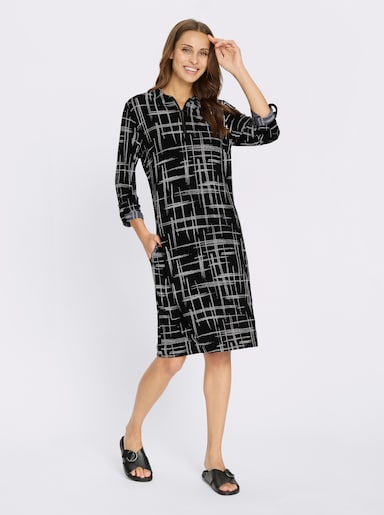 Druckkleid - schwarz-weiß-bedruckt