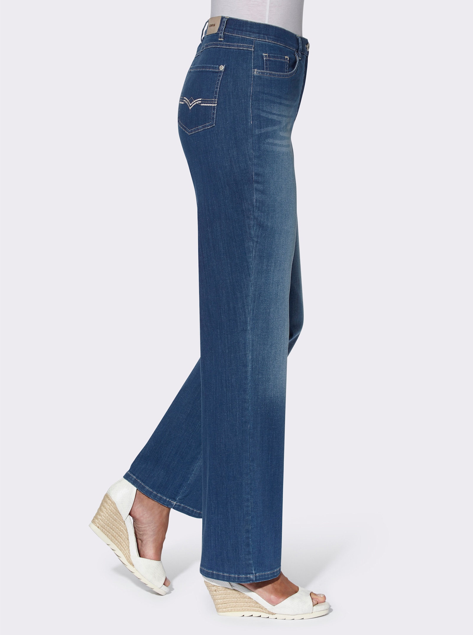 Cosma Rechte jeans met borduursel - blue-stonewashed