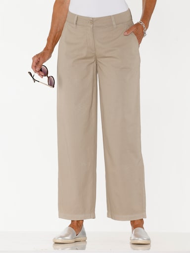 Culotte in Jeans-Qualität, Baumwolle - beige
