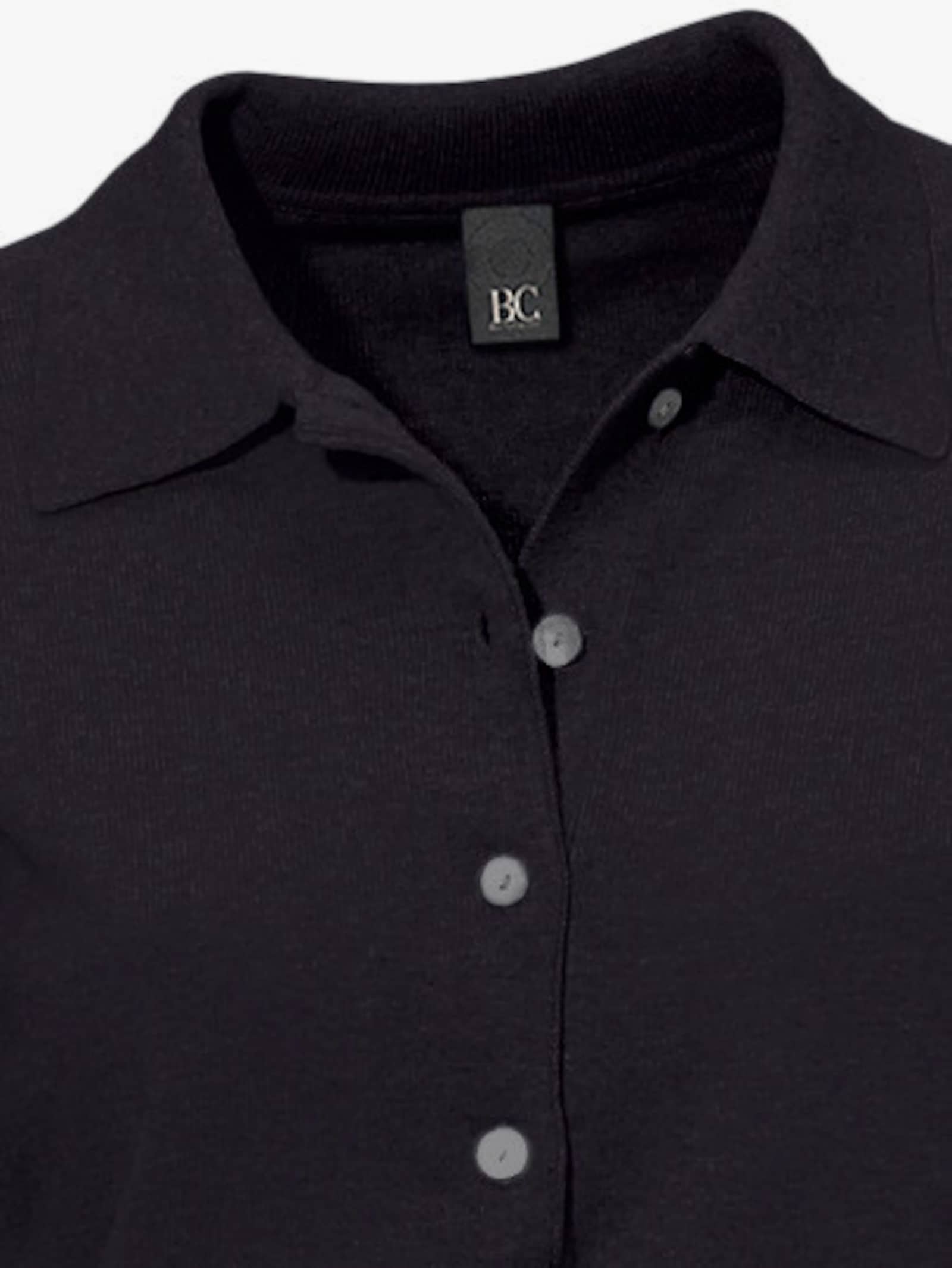 heine Polopullover mit Knopfleiste - schwarz