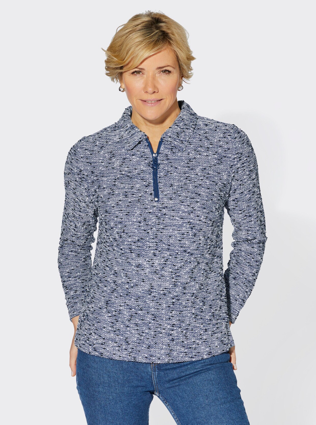 Poloshirt - jeansblauw/zwart gemêleerd