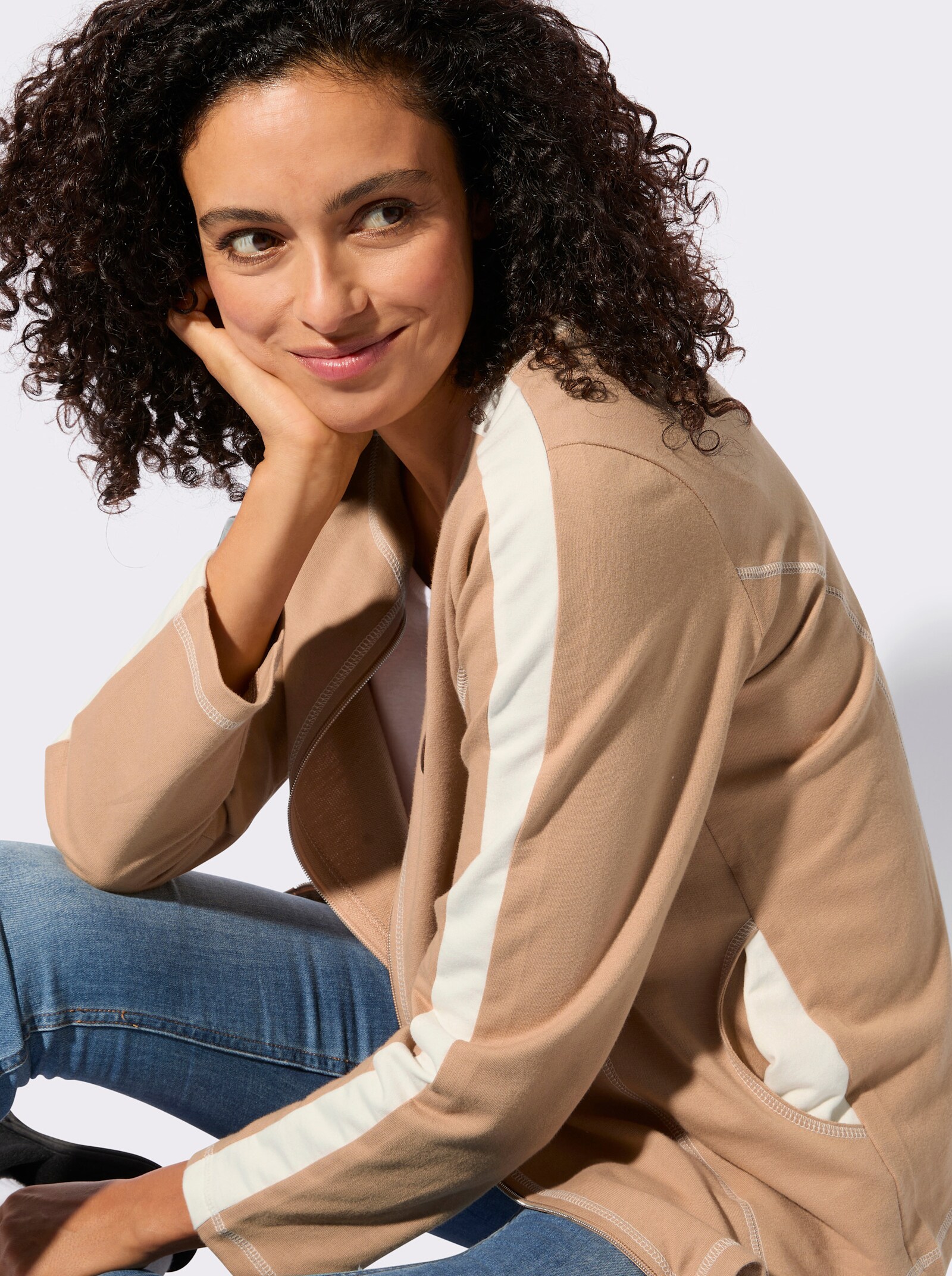 Shirtjacke - camel-ecru