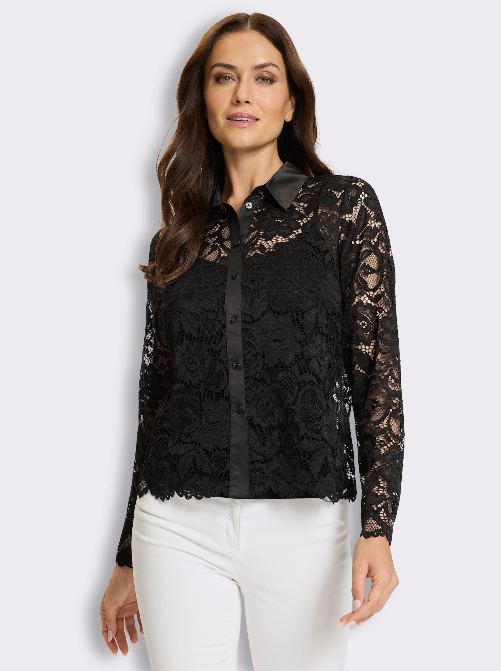 heine Spitzenbluse inklusive Top - schwarz