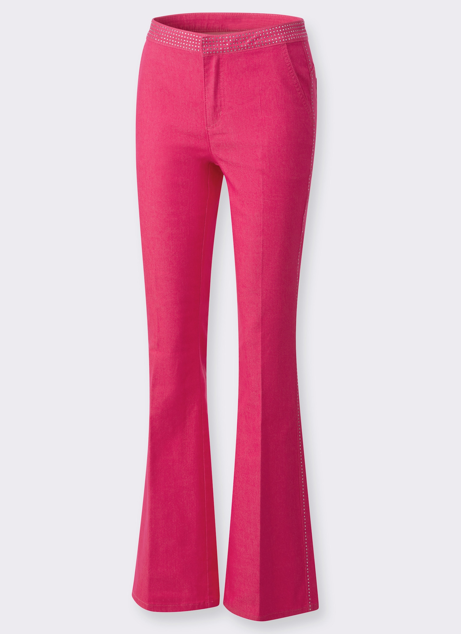 heine Bootcut jeans met applicatie van glittersteentjes - pink