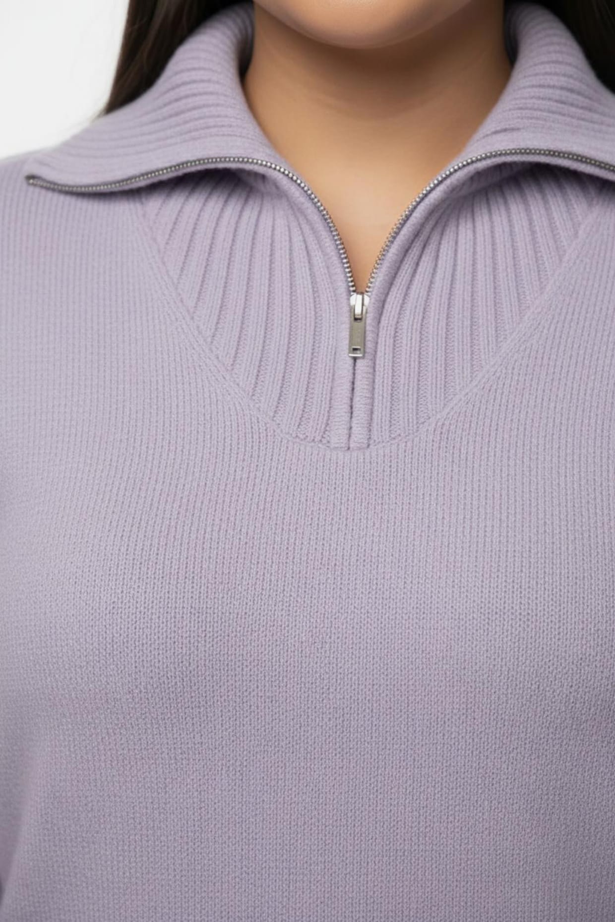 Troyer mit breiten Rippabschlüssen - flieder