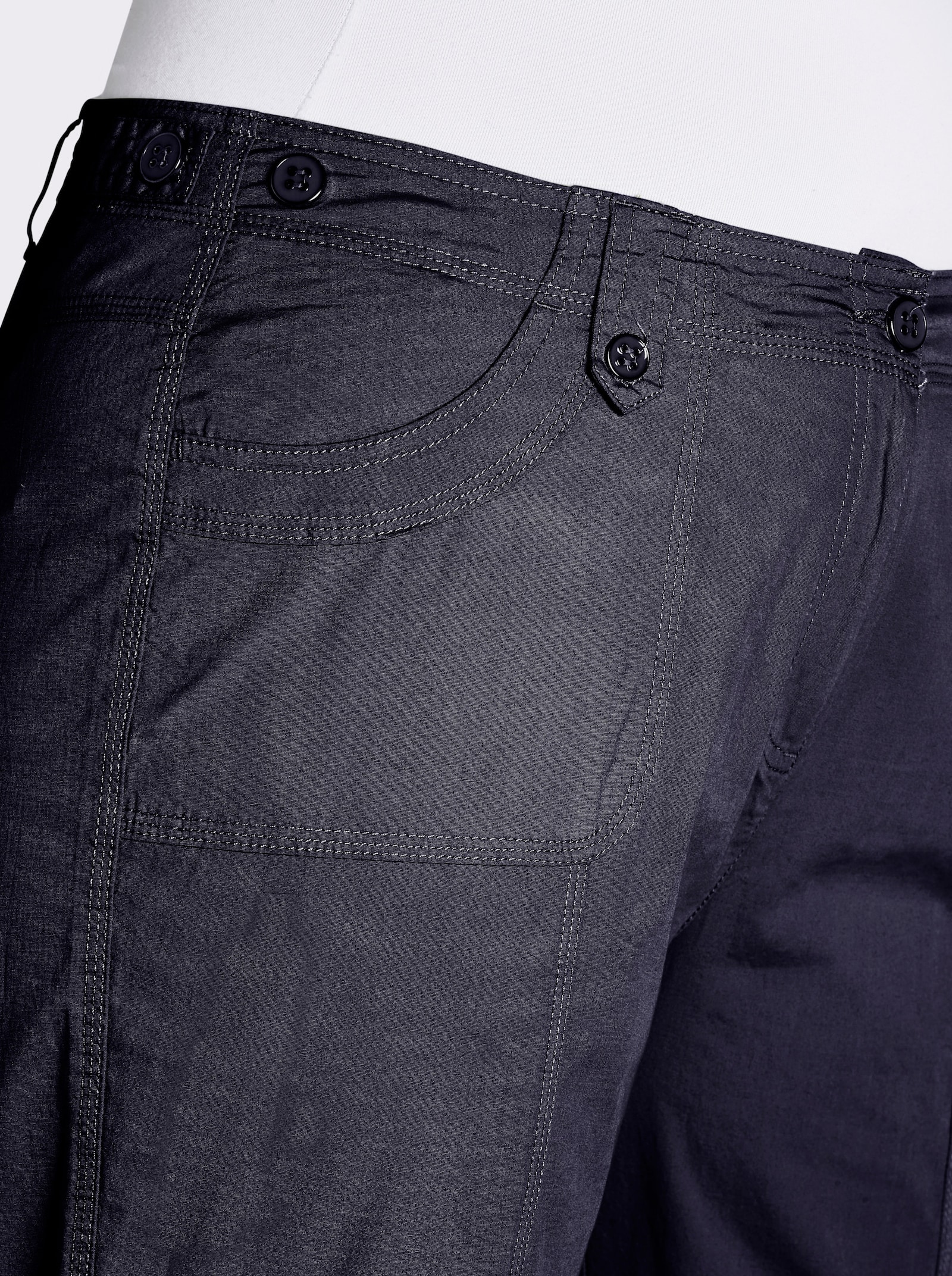 Baumwollhose mit krempelbaren Beinen - marine