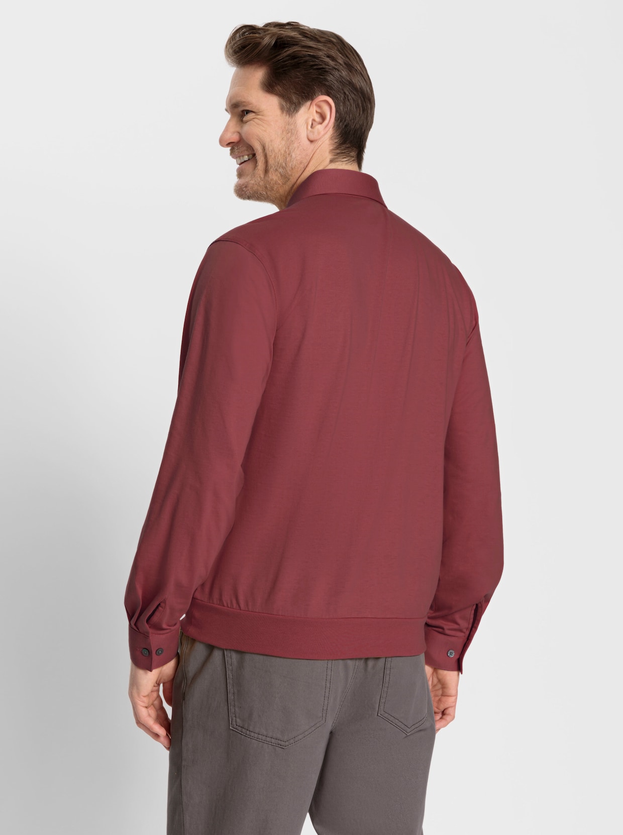 Poloshirt met lange mouwen - donkerrood