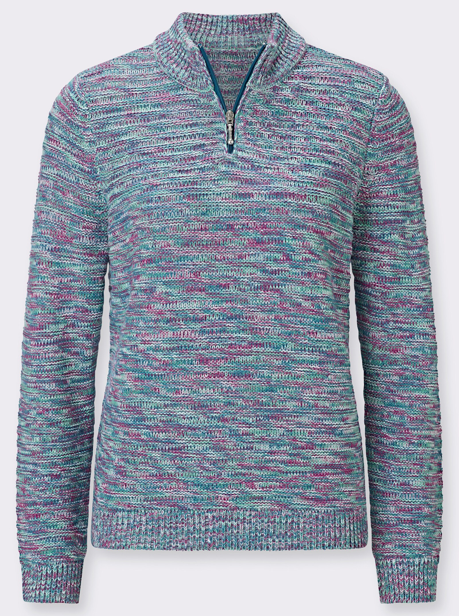 Stehkragenpullover in Melange-Optik - topas-erika-meliert