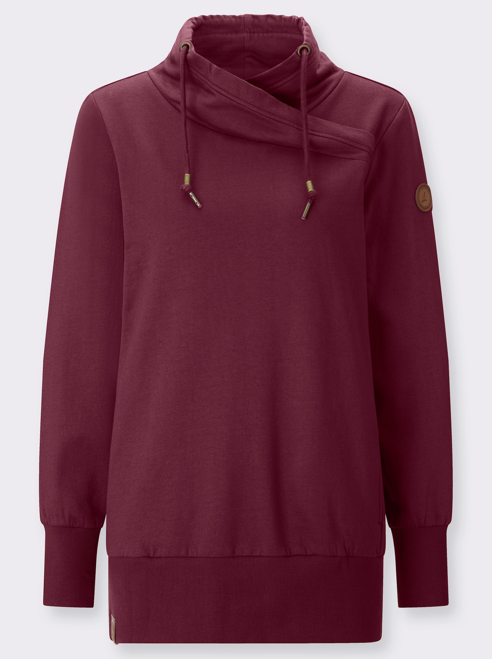 Sweatshirt mit asymmetrischem Kragen - bordeaux