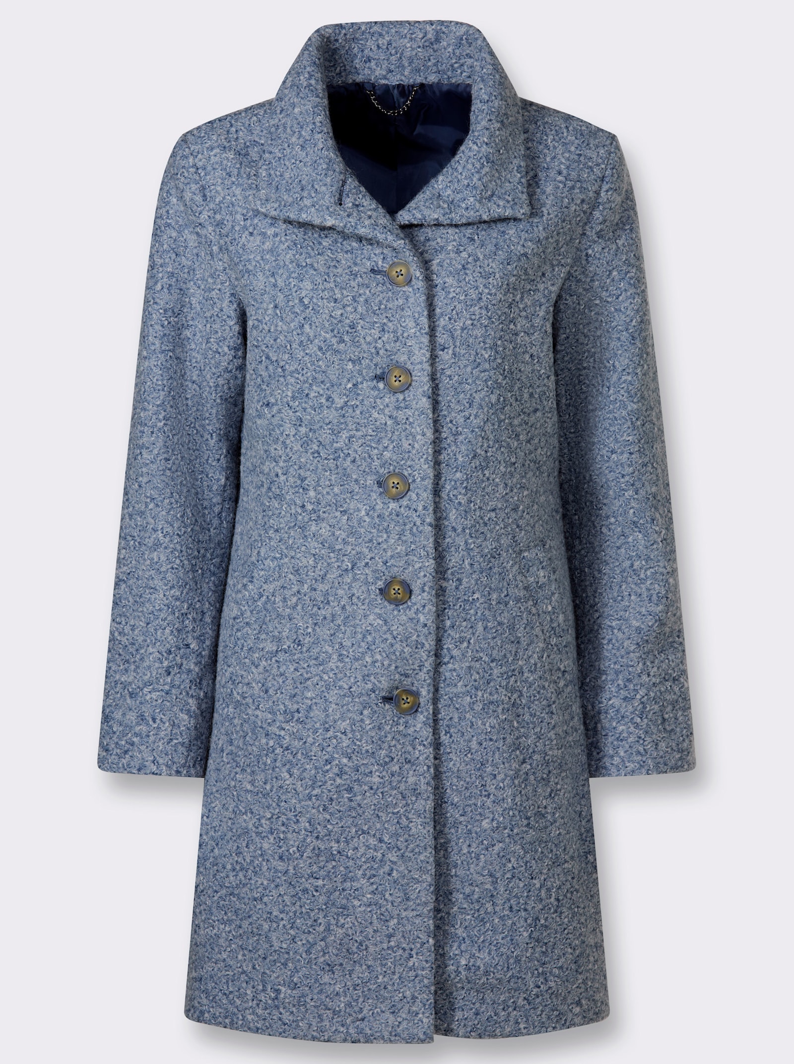 Kurzmantel aus flauschigem Bouclé - rauchblau-meliert