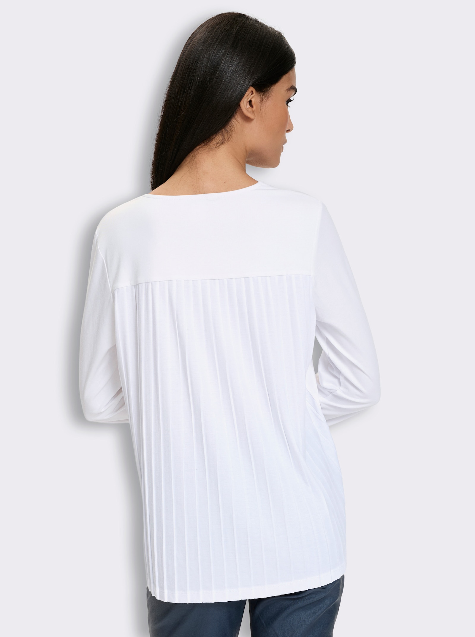 heine Langarmshirt mit Plisseefalten hinten - ecru