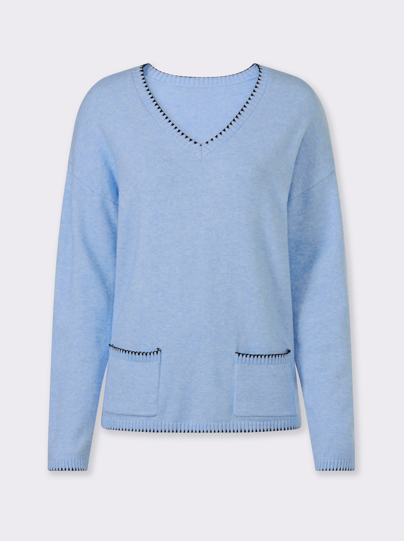 heine Pullover met contrastnaden - Ijsblauw/gemêleerd