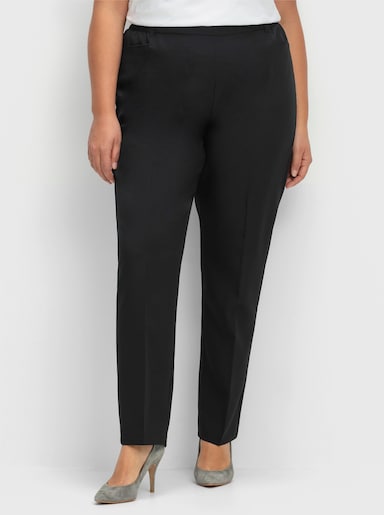 Bügelfaltenhose mit Rundum-Dehnbund - schwarz