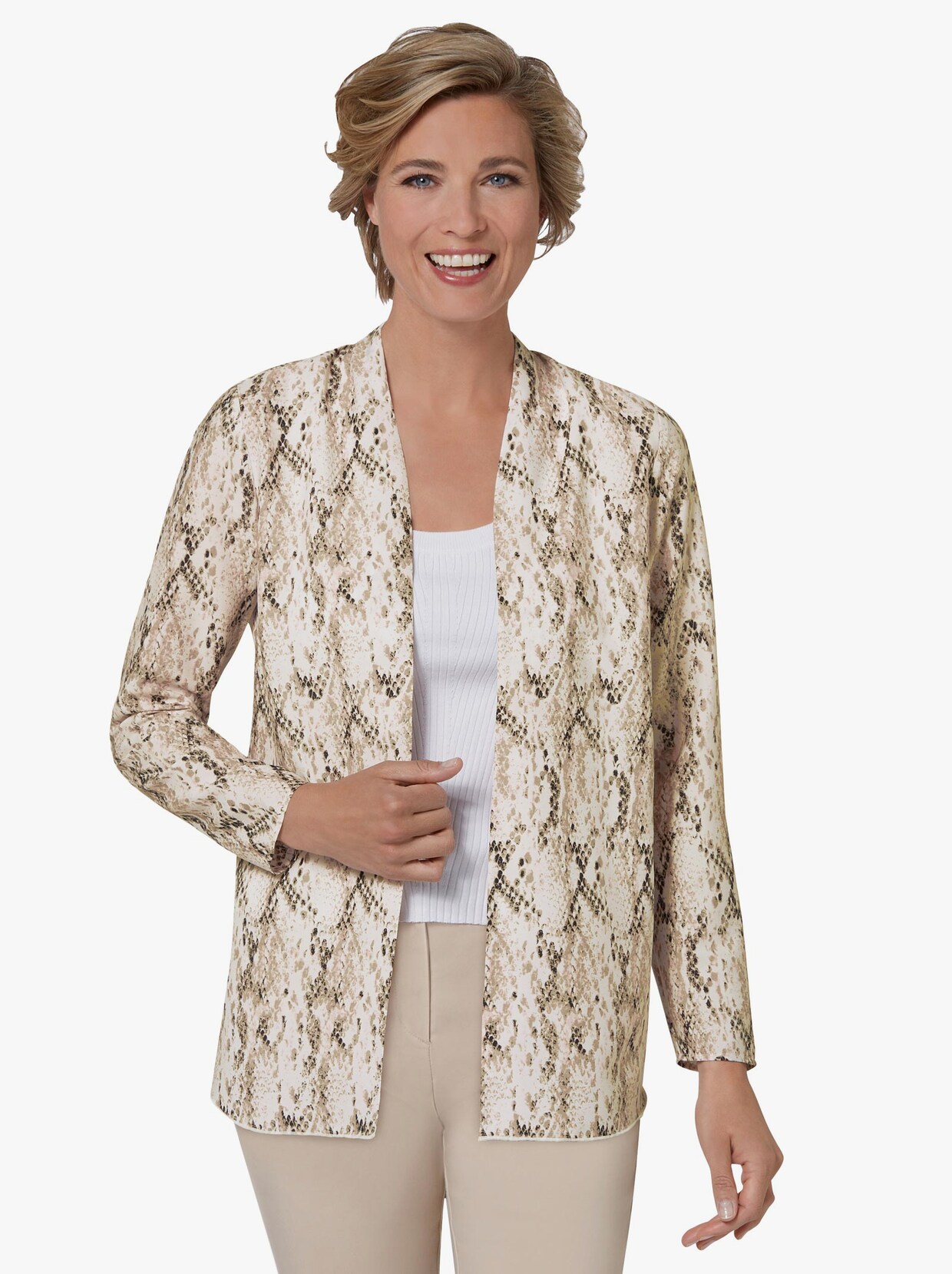 Lange blouse - poudre/ecru bedrukt