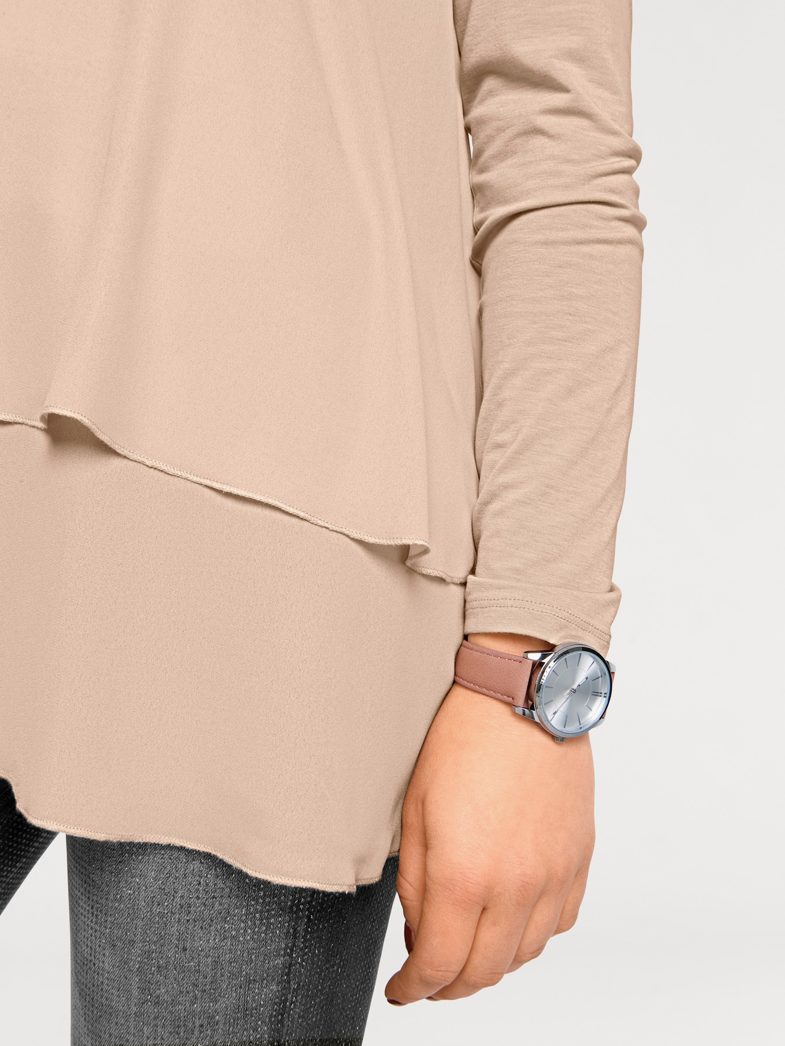 heine Langarmshirt in 2-in-1-Optik - puder