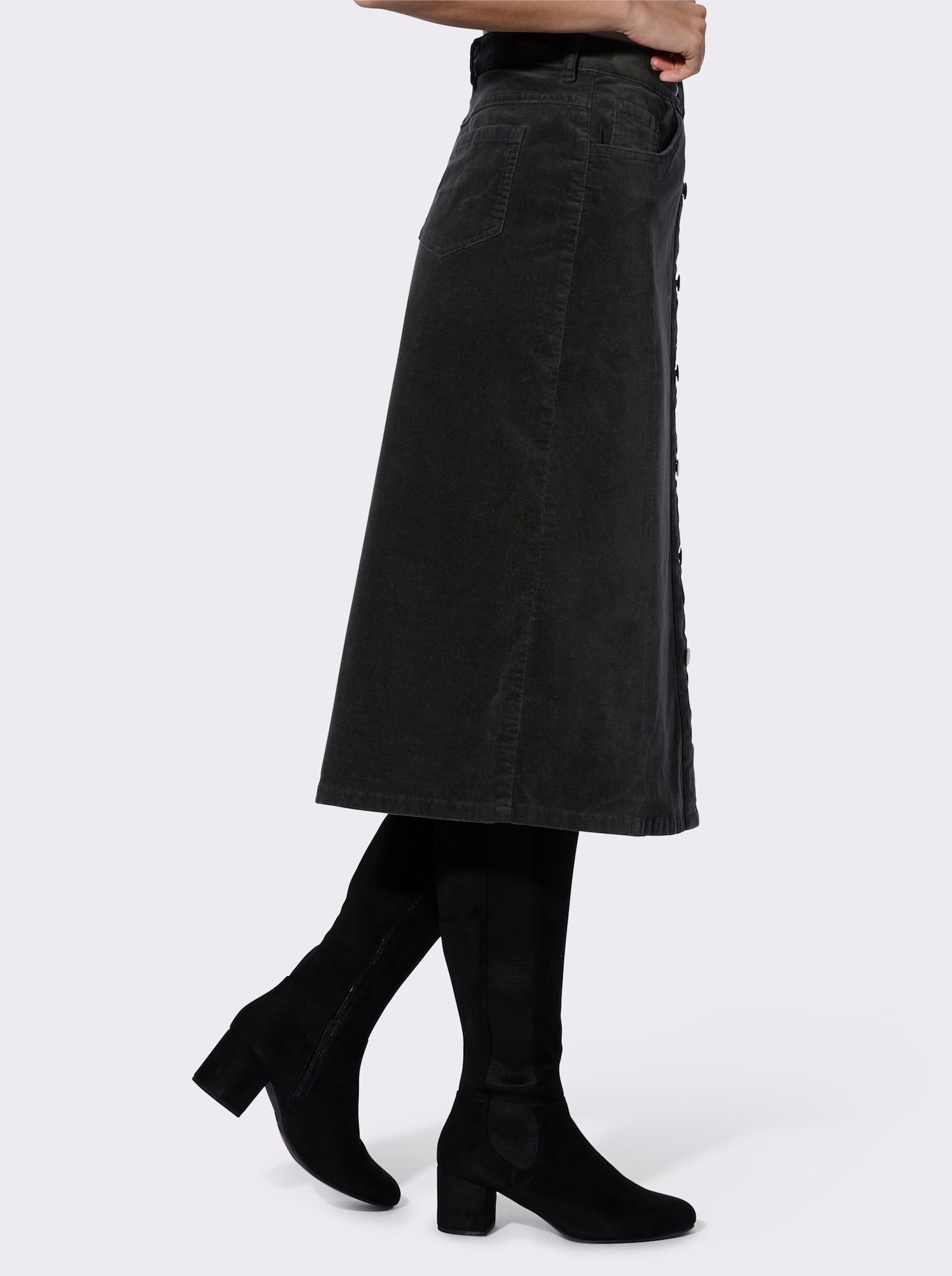 Rok in A-lijn met loopsplit achter - grafiet