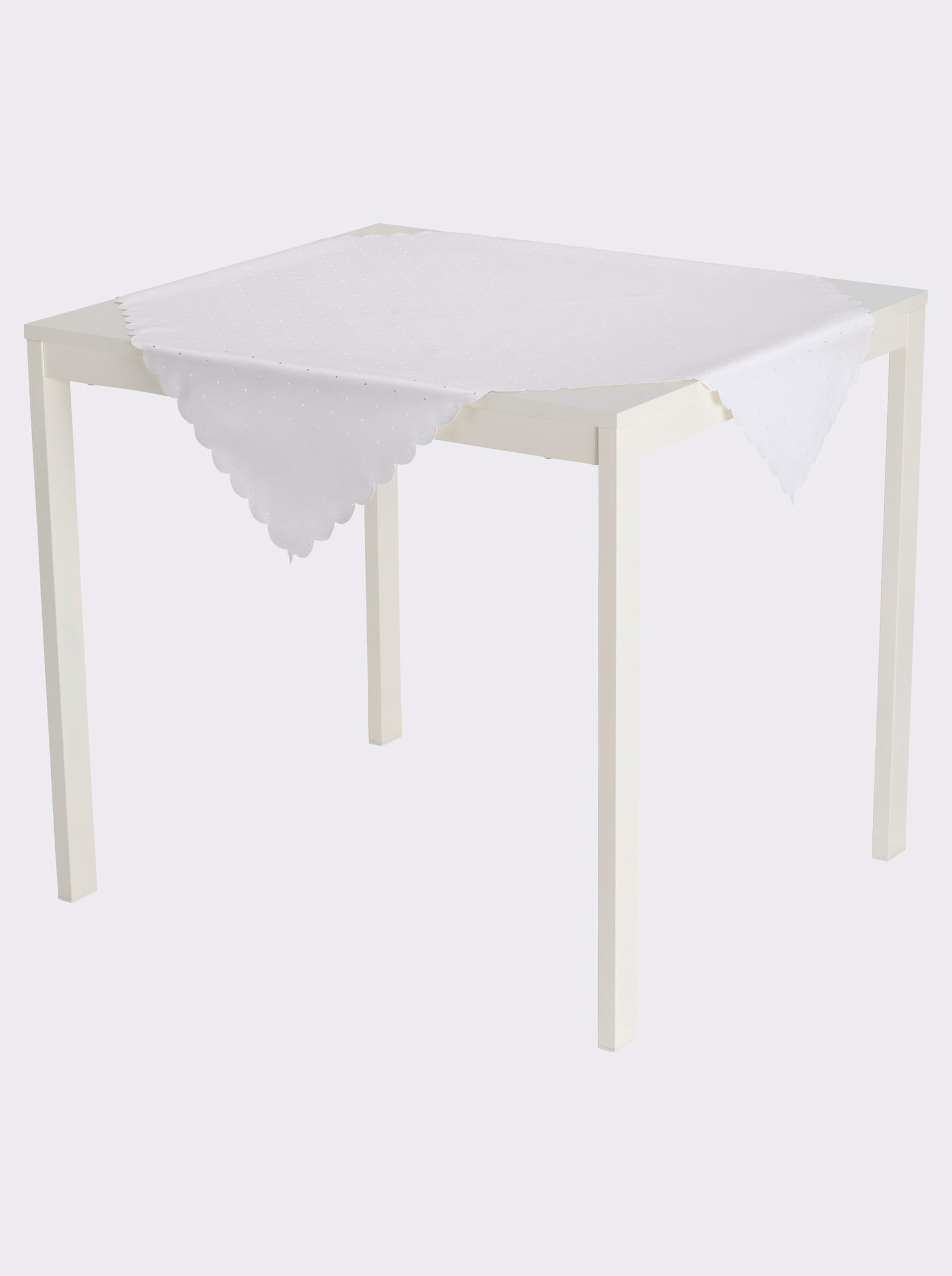 Tischdecke mit gebogtem Abschluss - weiß