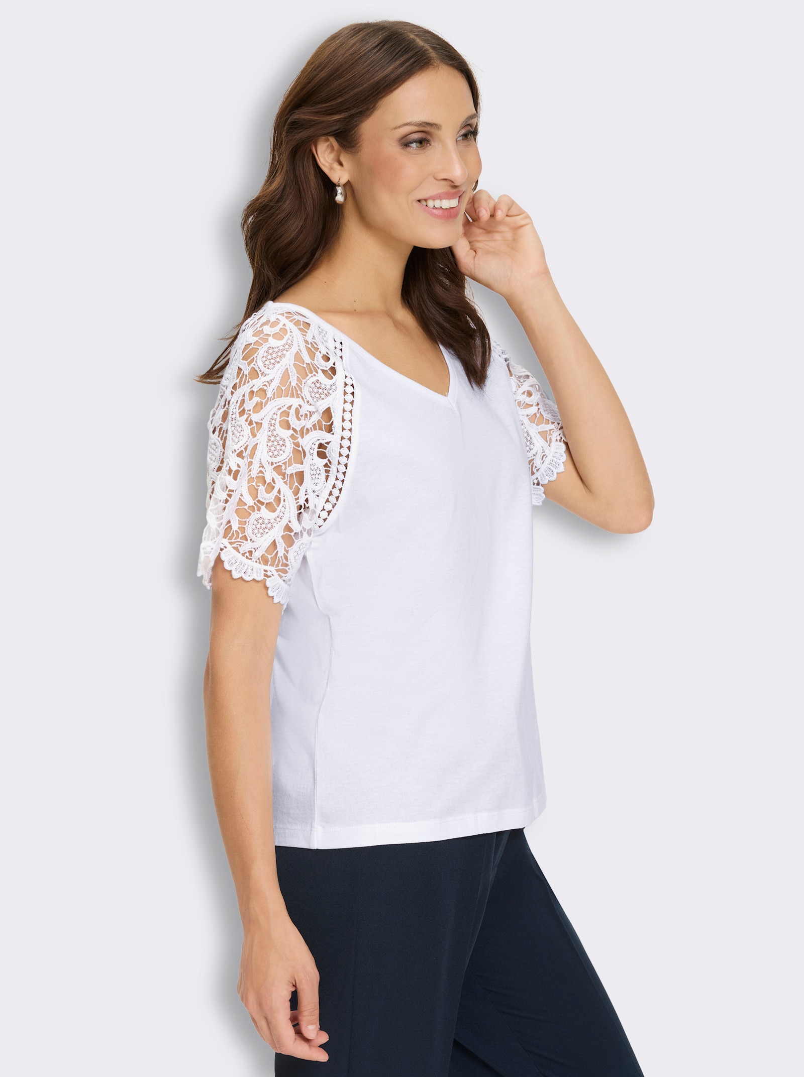 Kurzarmshirt im Modal-Mix - ecru
