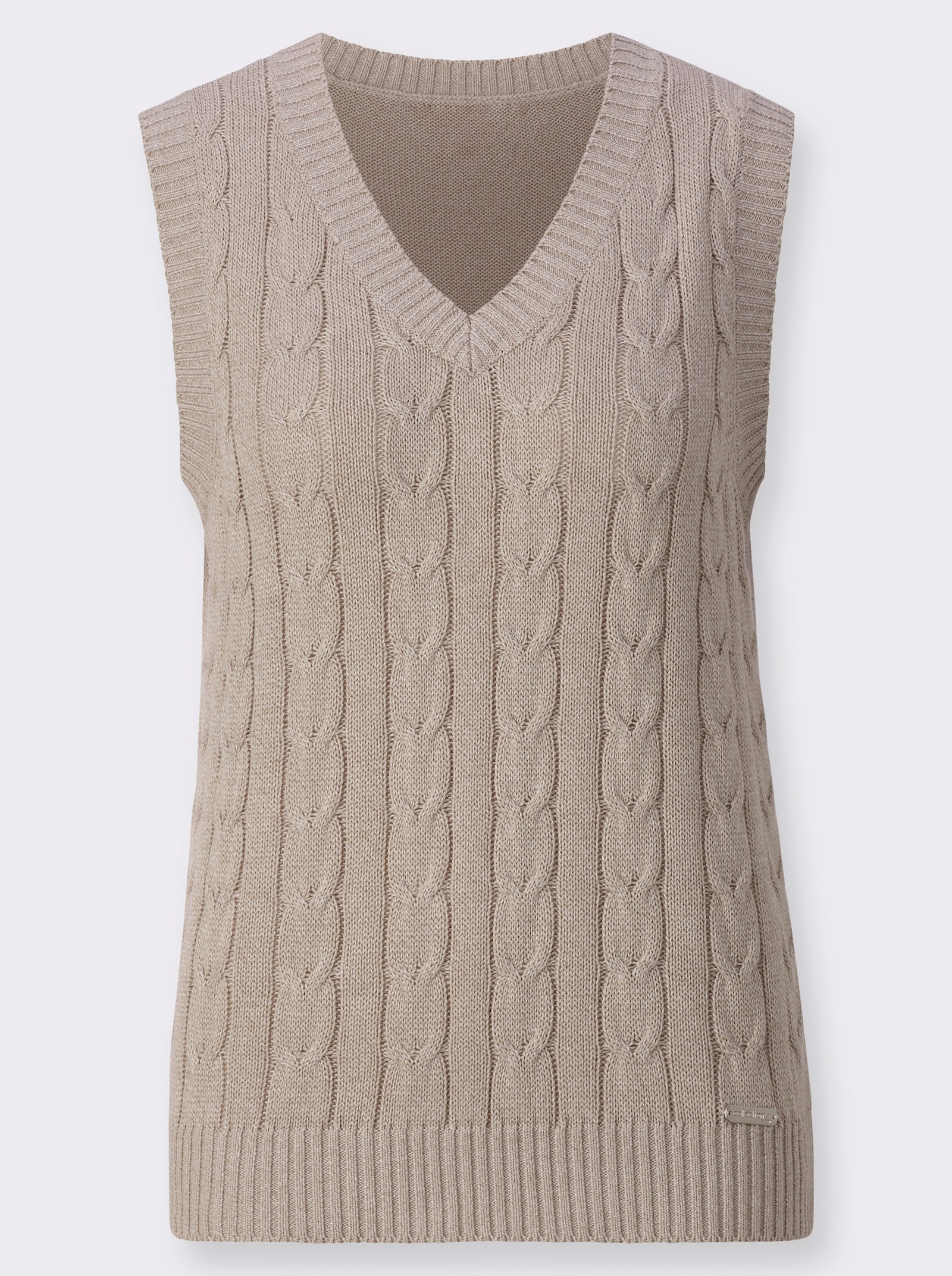 Pullunder mit V-Ausschnitt - sesam-ecru-meliert