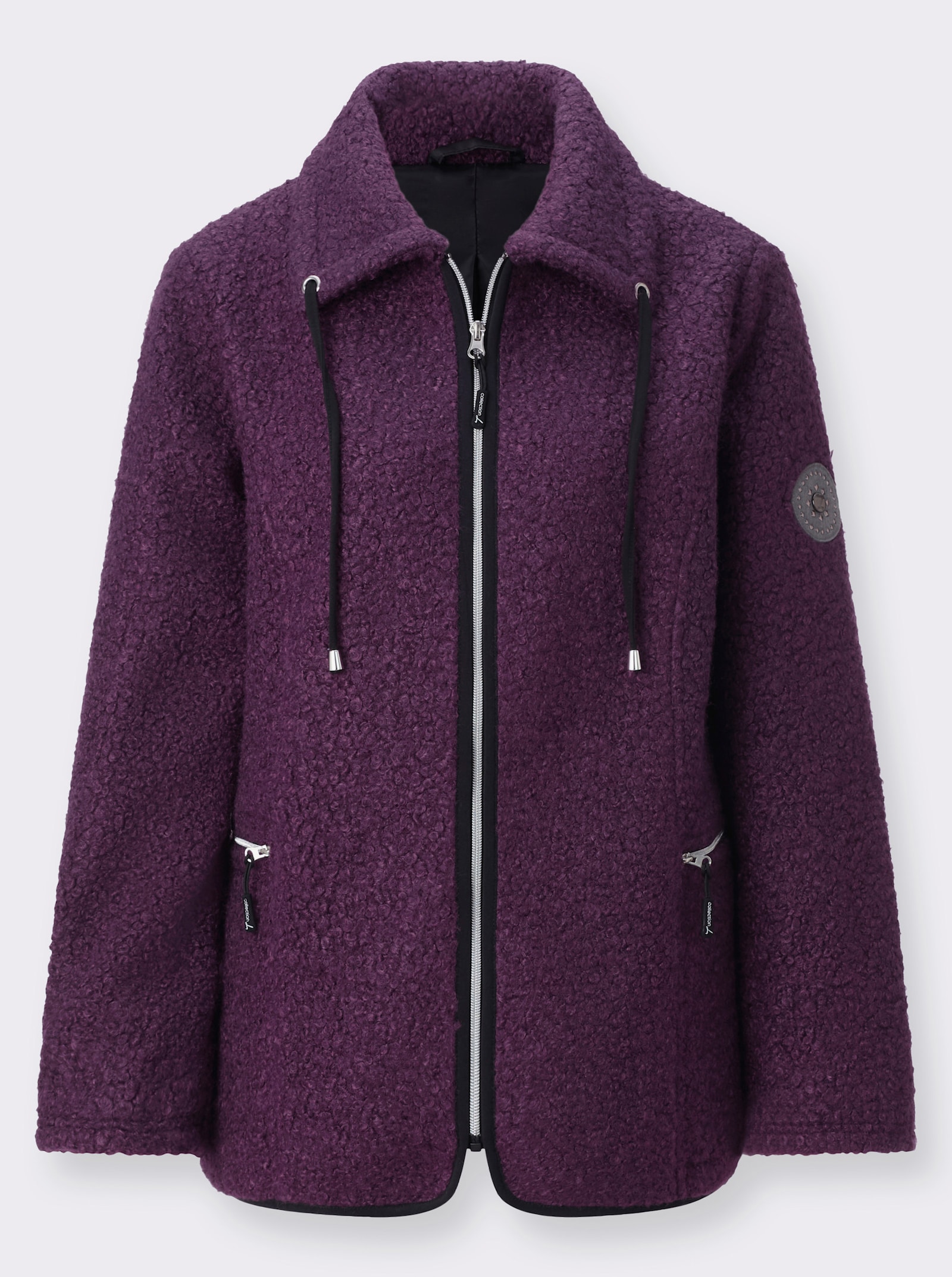 Boucléjacke mit kontrastfarbigen Details - traube