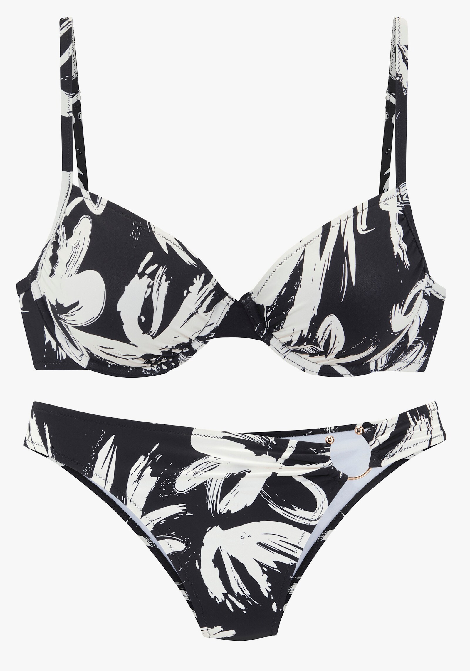 French Connection Bügel-Bikini - schwarz-creme bedruckt