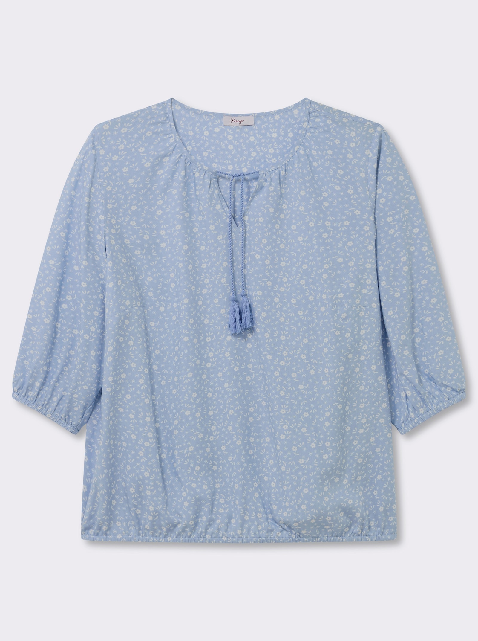 sheego Tunika mit Bindebändern - bleu-ecru-bedruckt