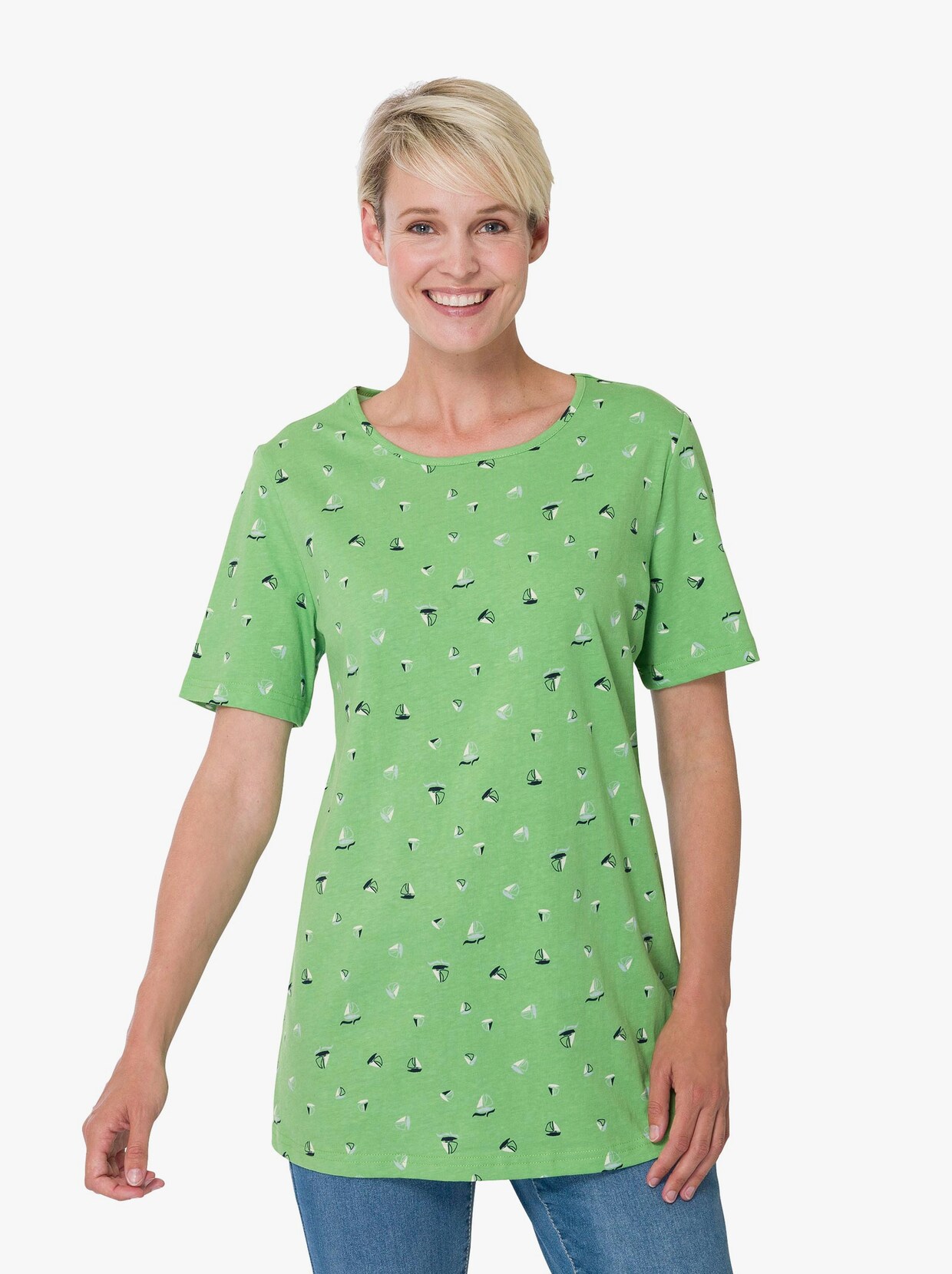 Longshirt - apfel-nachtblau-bedruckt