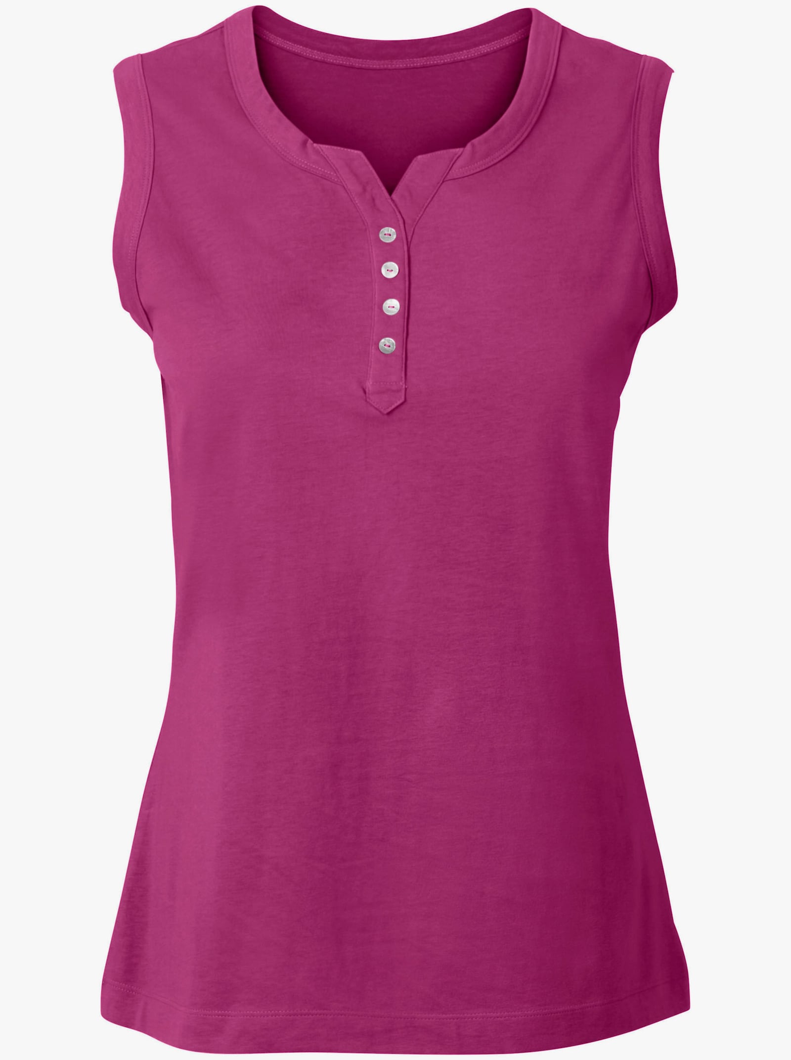 Tanktop mit Knöpfen in Perlmutt-Optik - fuchsia