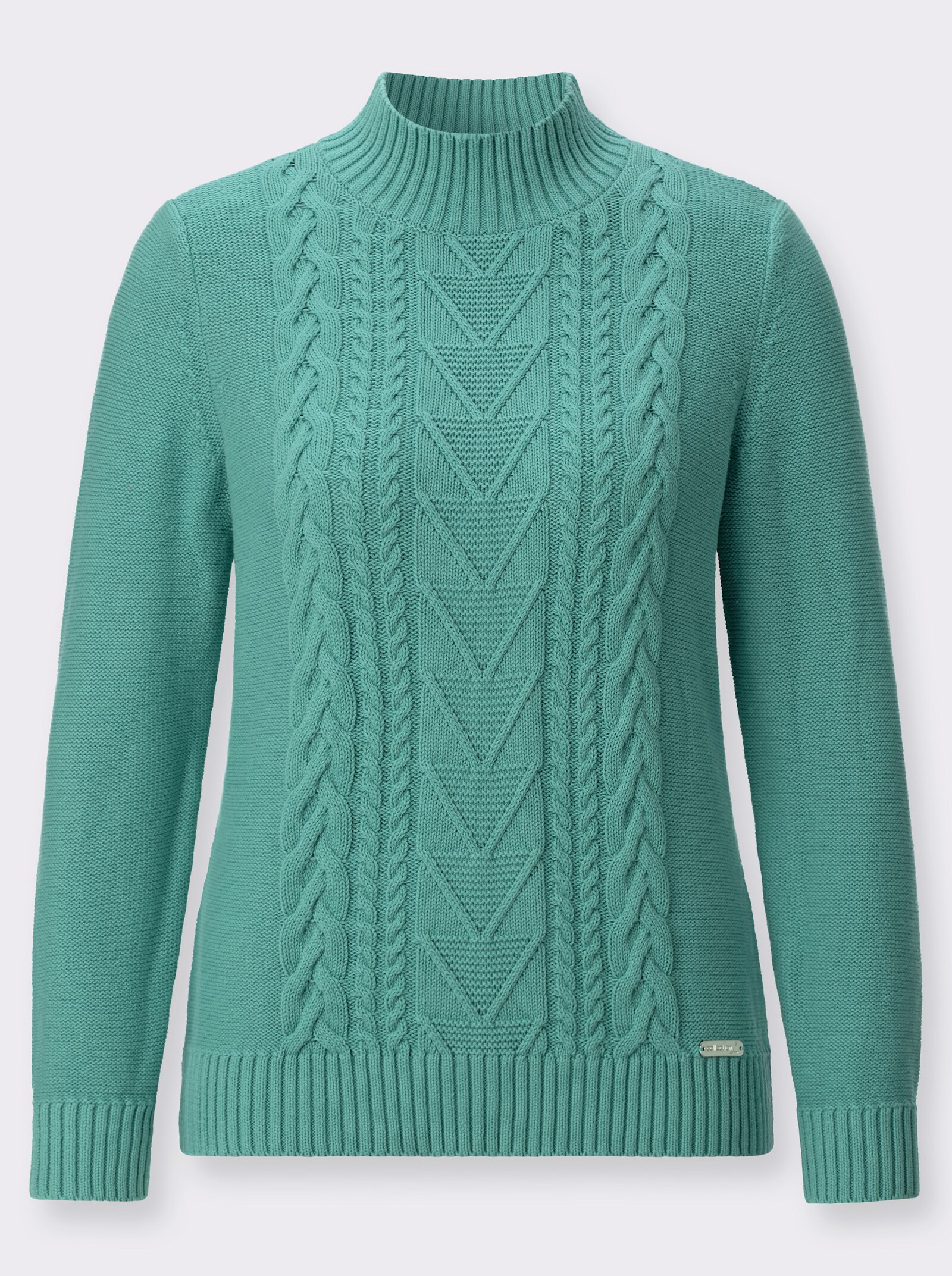Stehkragenpullover mit gerippten Abschlüssen - salbei